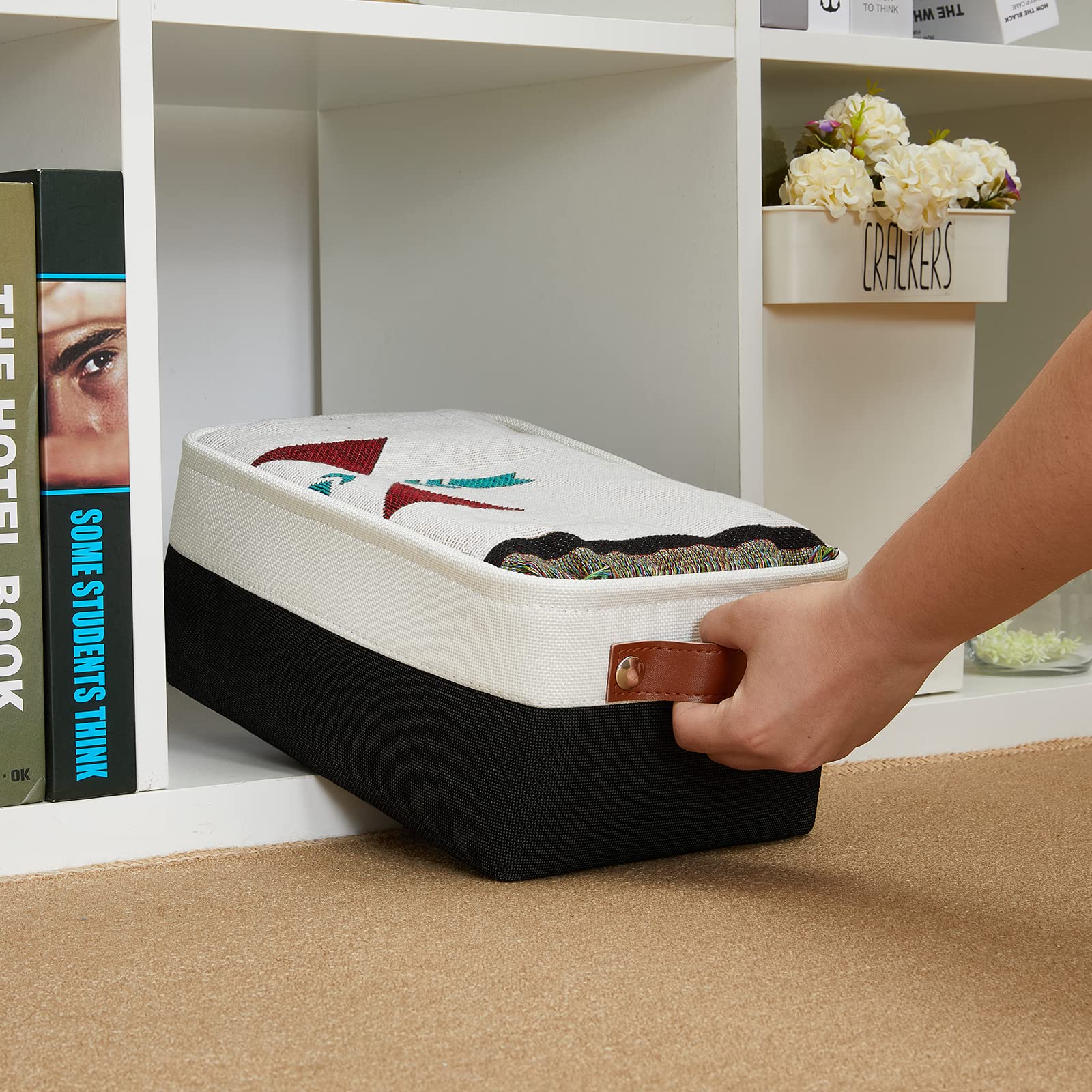 Dullemelo Small Storage Bin, Storage Basket For Organizing, Collapsible Rectangular Fabric Basket For Shelves, Closets, Nursery,