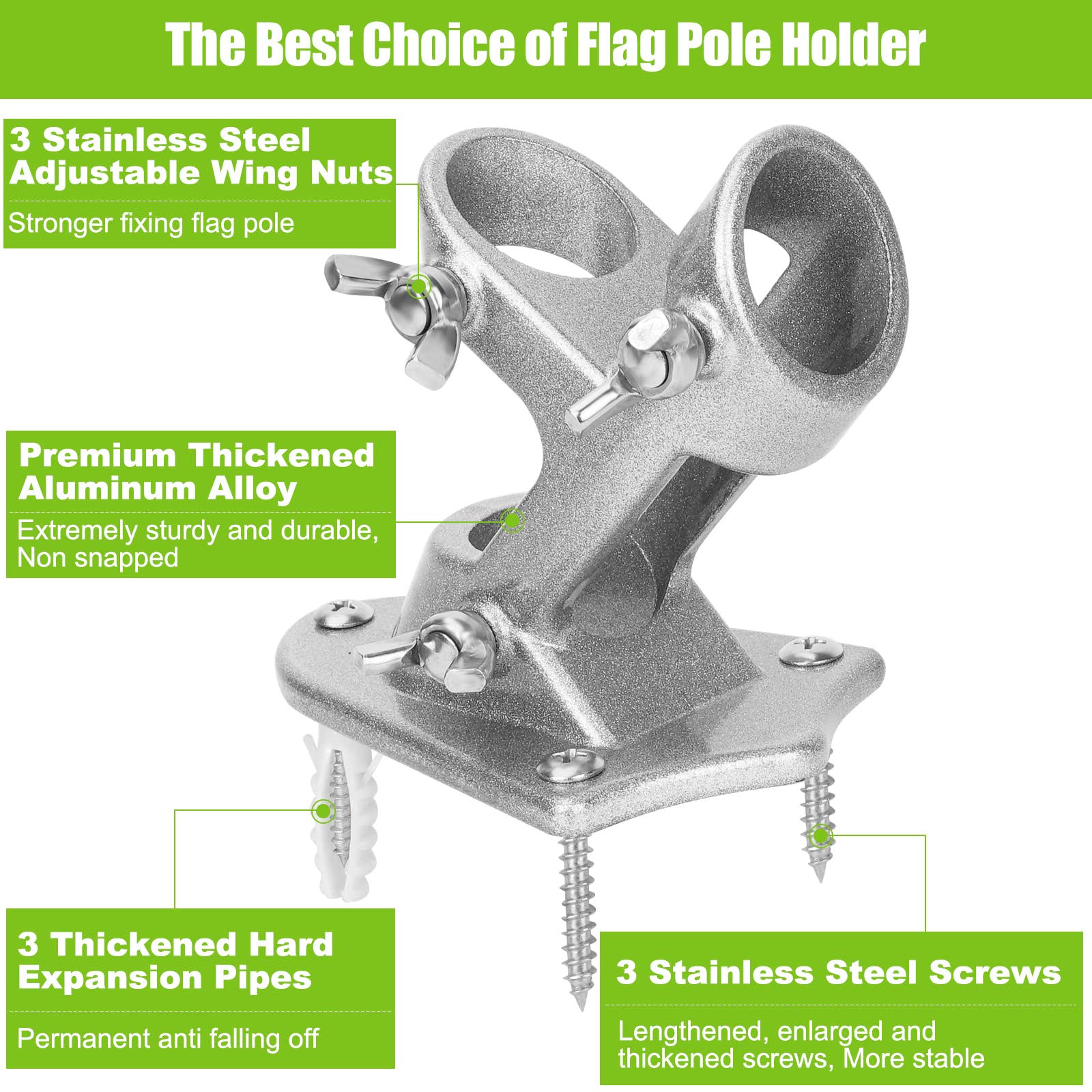 Flag Pole Holder, Outside House Flag Pole Bracket, Heavy Duty Metal Flag Mount, Aluminum Alloy Mounting Brackets, Outdoor Flag H