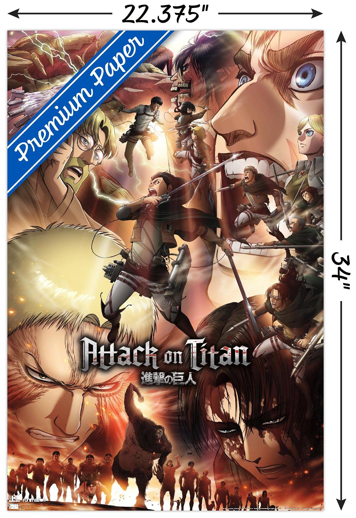 Trends International Attack On Titan: Season 3 - Key Art Wall Poster, 22.37'' X 34.00'', Premium Unframed Version