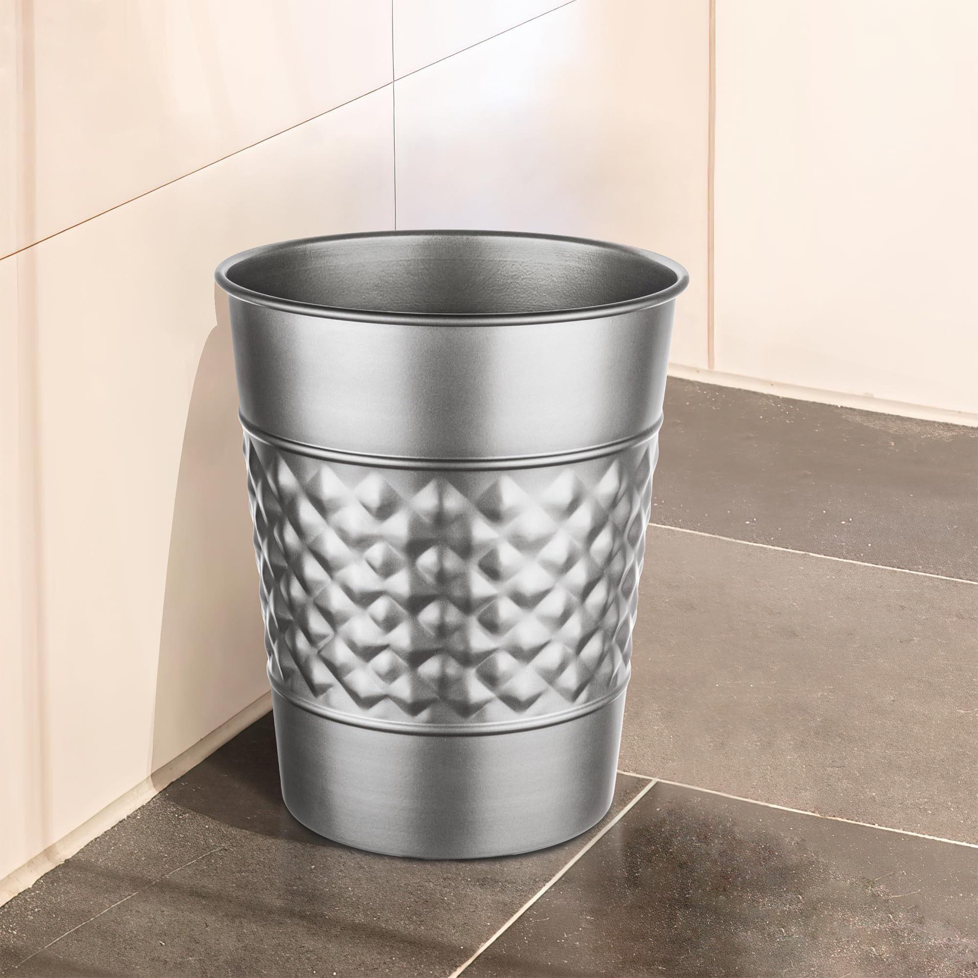 Monarch Abode Handcrafted Metal Wastebasket Trash Can For Home Office Bedroom, Decorative Wastebasket, Modern Bathroom Decor, Du