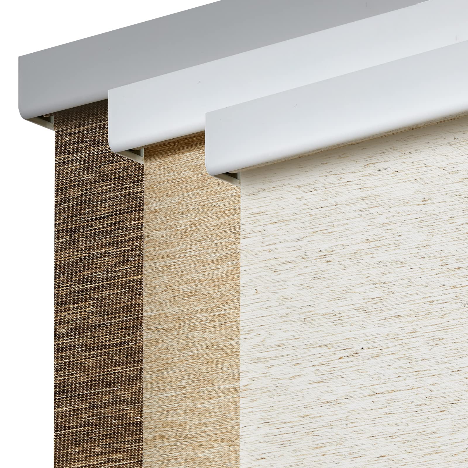 Persilux Free-Stop Cordless Blinds, Natural Woven Fabric Light Filtering Roller Shades for Windows (Khaki 47 x 72) UV Protection