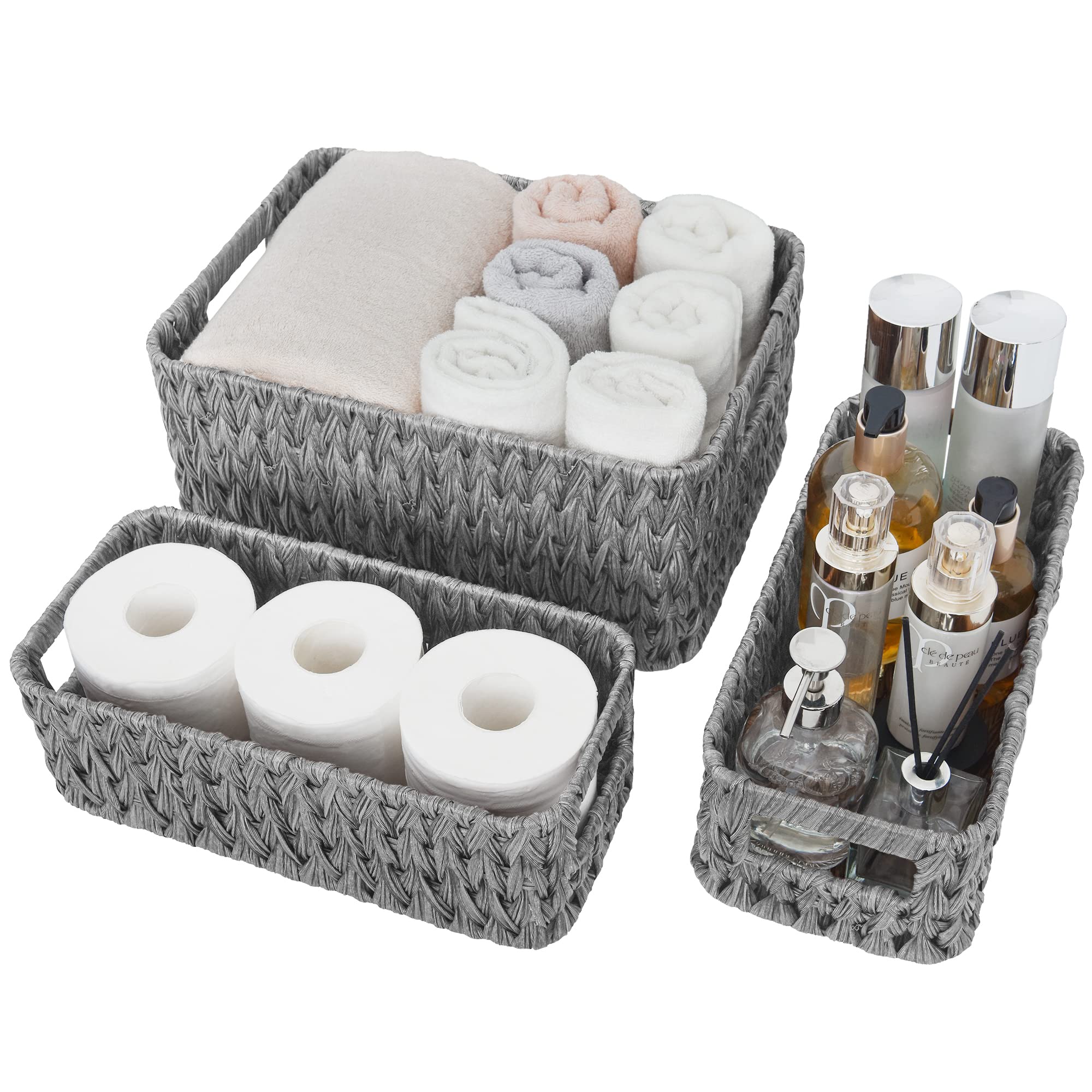 GRANNY SAYS Wicker Baskets for Organizing, Storage Baskets for Shelves, Small Baskets for Counter, Waterproof Storage Basket wit