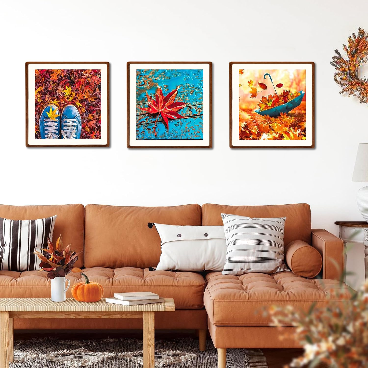 FLECHAZO 12x12 Frame, Natural Solid Walnut Wood 12x12 Picture Frame with Mat for 10x10 Photos, Square Wall Gallery Photo Frame f