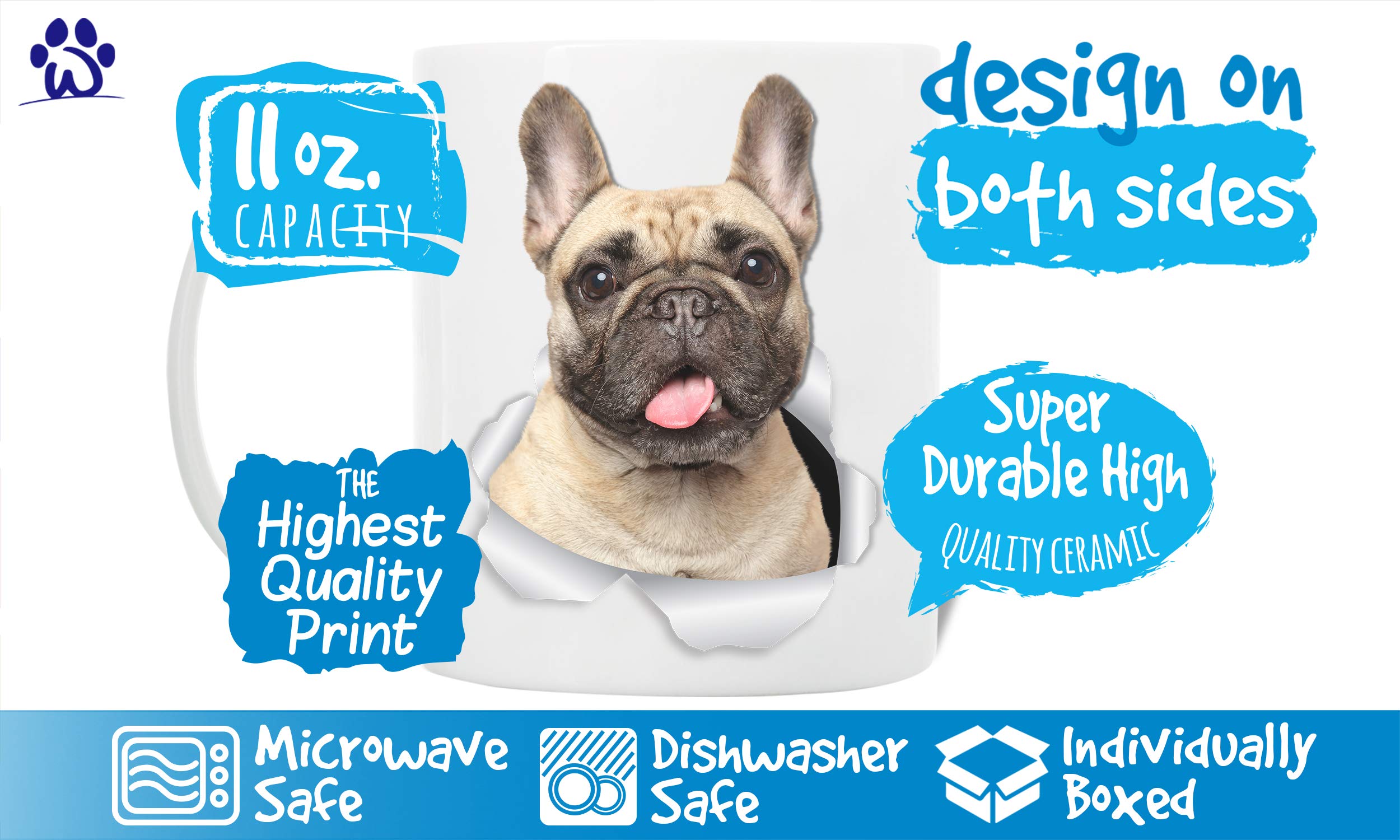 Winston & Bear Loveable French Bulldog Mug - Ceramic French Bulldog Cofee Mug - Perfect French Bulldog Gifts - Funny Cute French