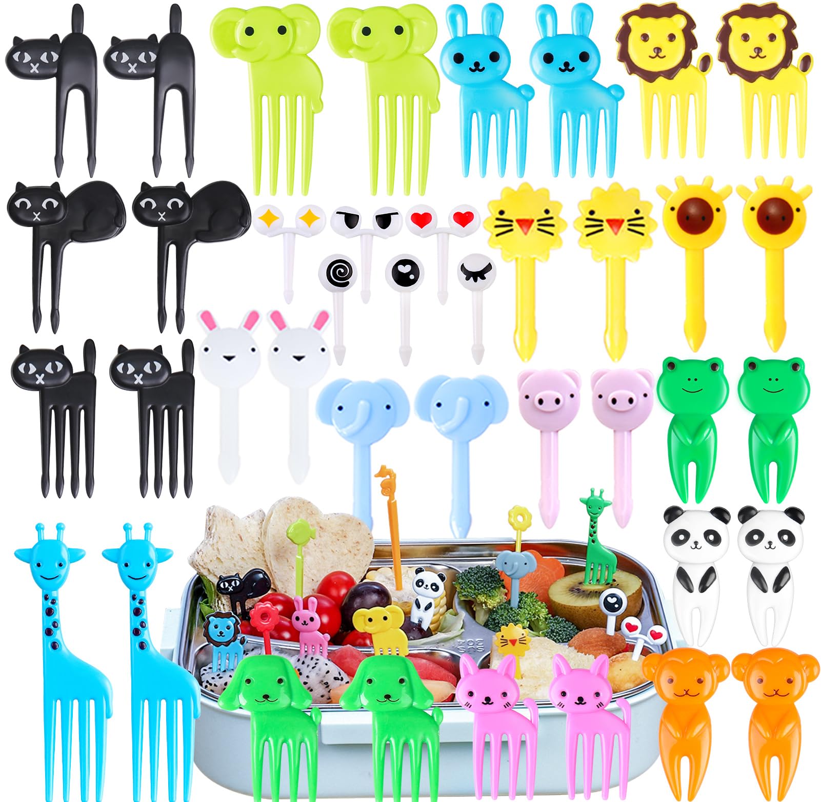 150Pcs Animal Food Picks For Kids, Vicuna R Fun Kids Food Picks For Bento Box Accessories, Reusable Toddler Fruit Toothpicks, Cu