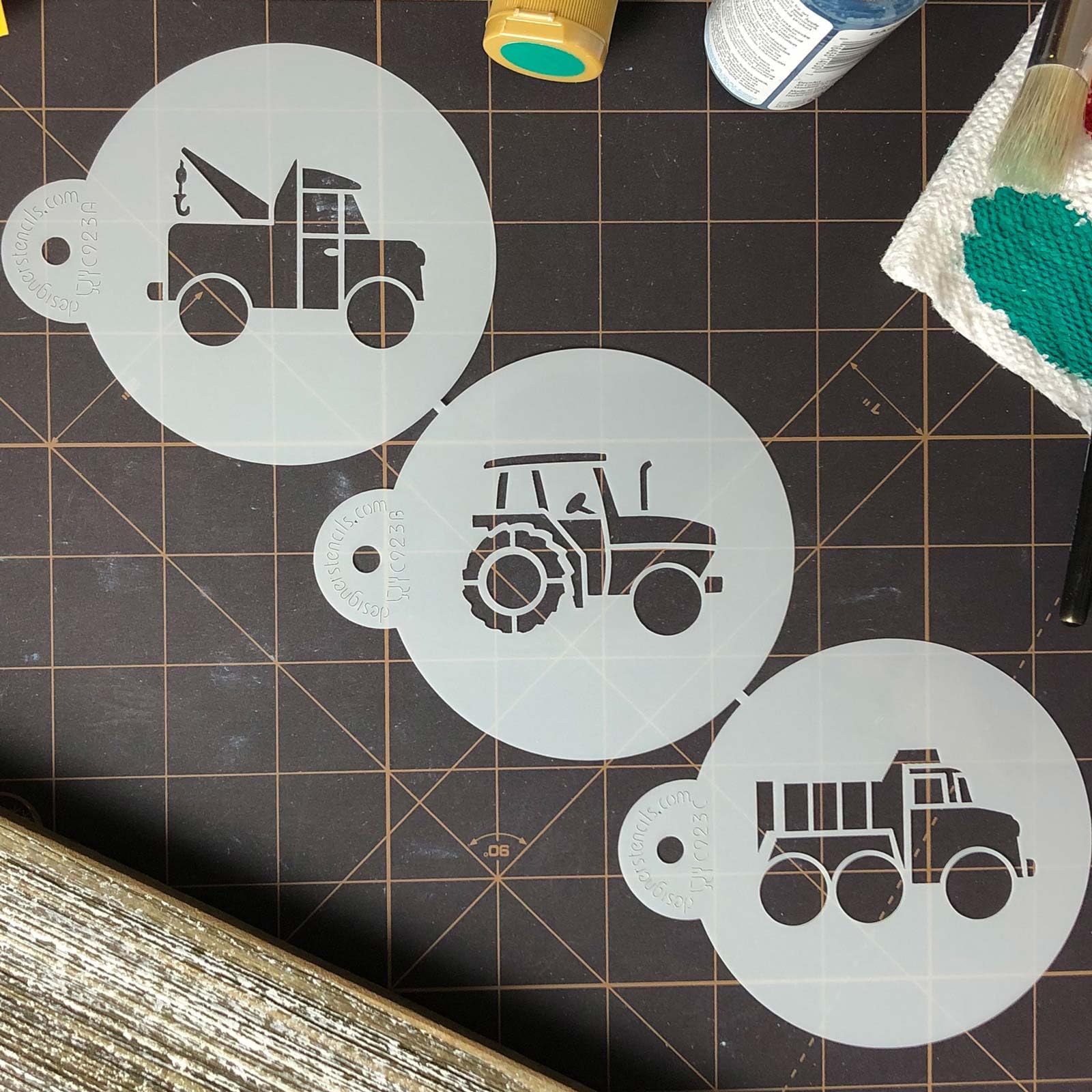 Designer Stencils Trucks Cookie Set, Beige/Semi-Transparent