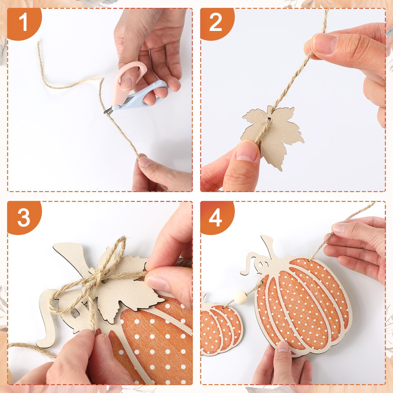 Cinnvoice 8.2 ft Fall Decorations Wooden Polka Dot Pumpkin Garland Thanksgiving Fall Banner Rustic Farmhouse Wood Bead Garland H