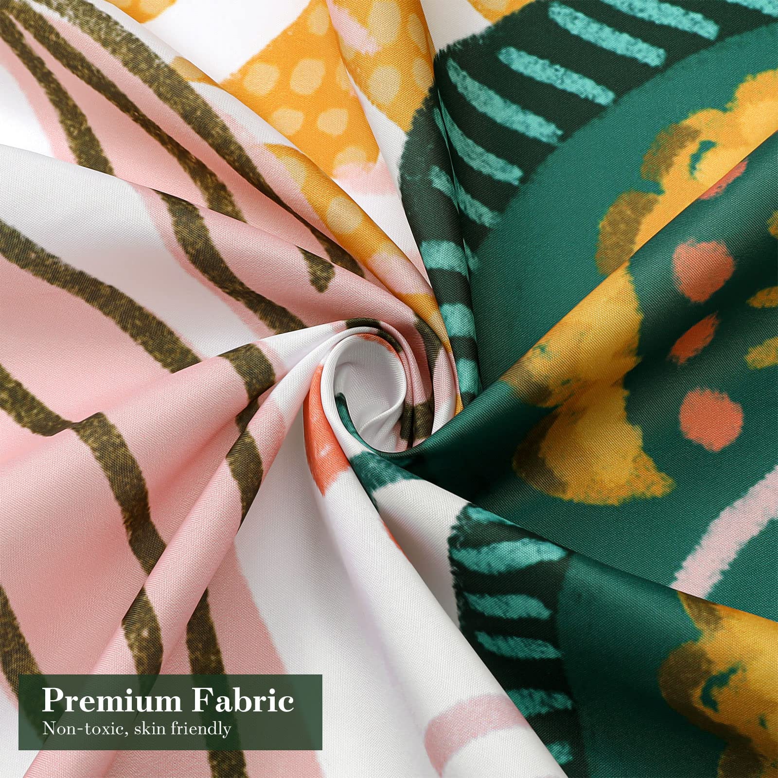 Mitovilla Boho Floral Shower Curtain Set With Hooks, Tropical Leaves Fabric Cloth Shower Curtains For Rustic Vintage Bathroom De