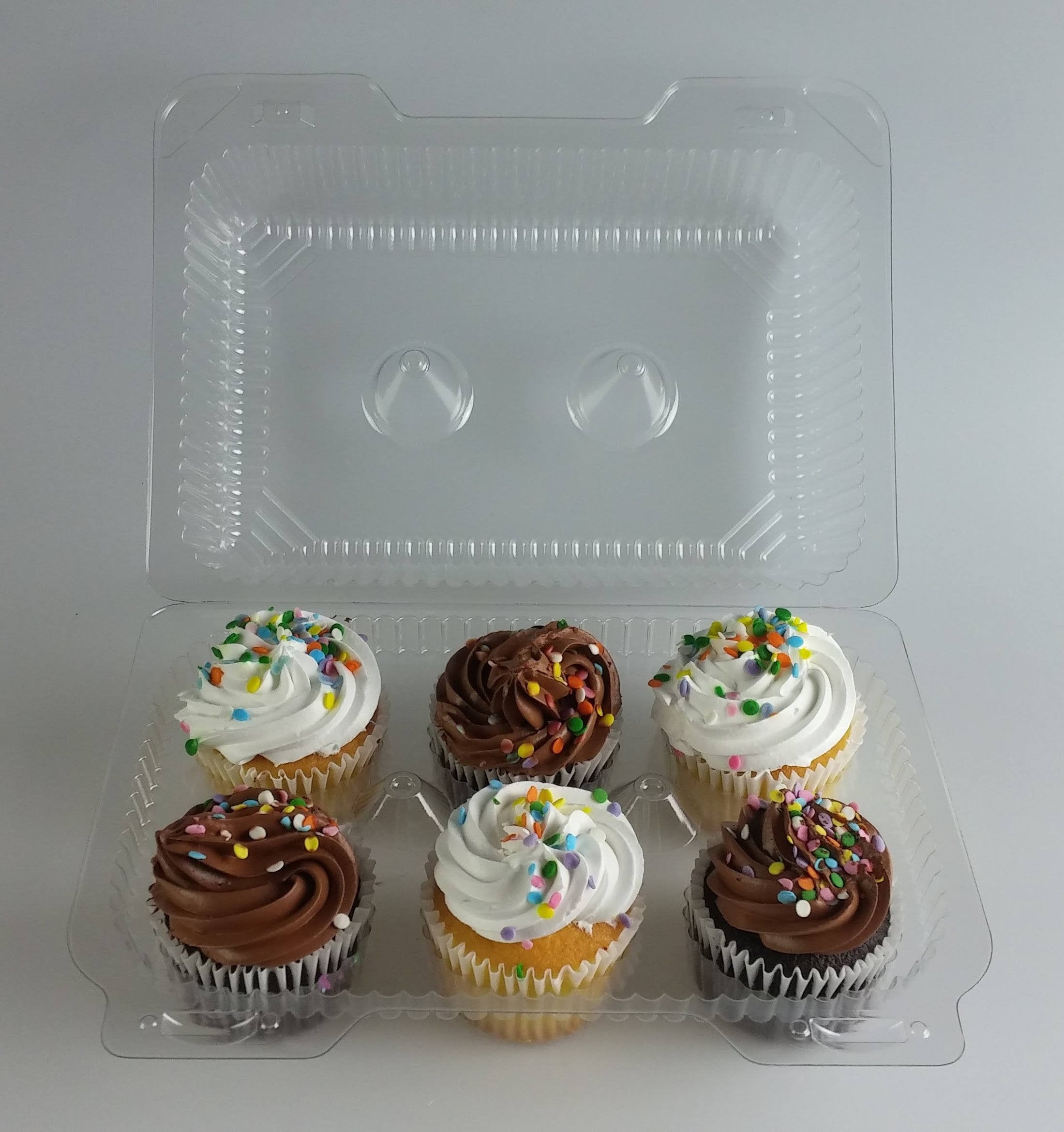 Pizety 6 Compartment Cupcake Boxes Clear Cupcake And Muffin Containers With Hinged Lid Strong And Sturdy Bpa Free,6 Cavity Cupca