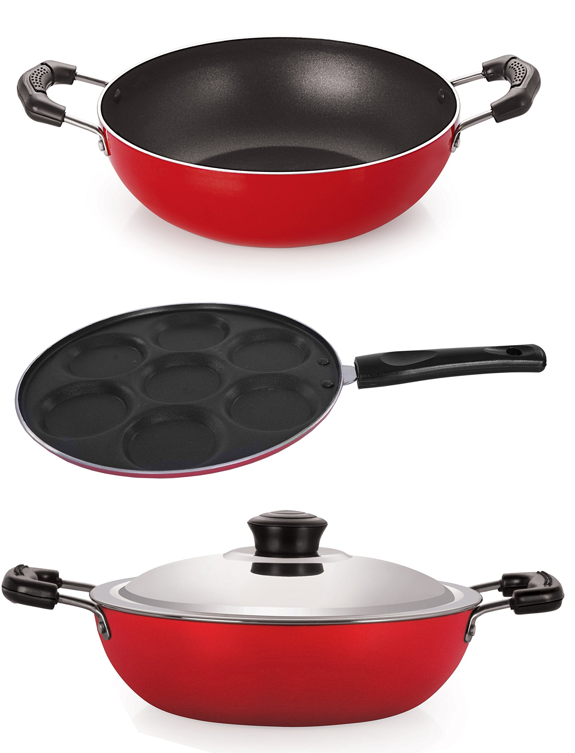 Kadai 2 Piece NonStick Combo Offer, Deep Kadai And Uttapam Combo Set.