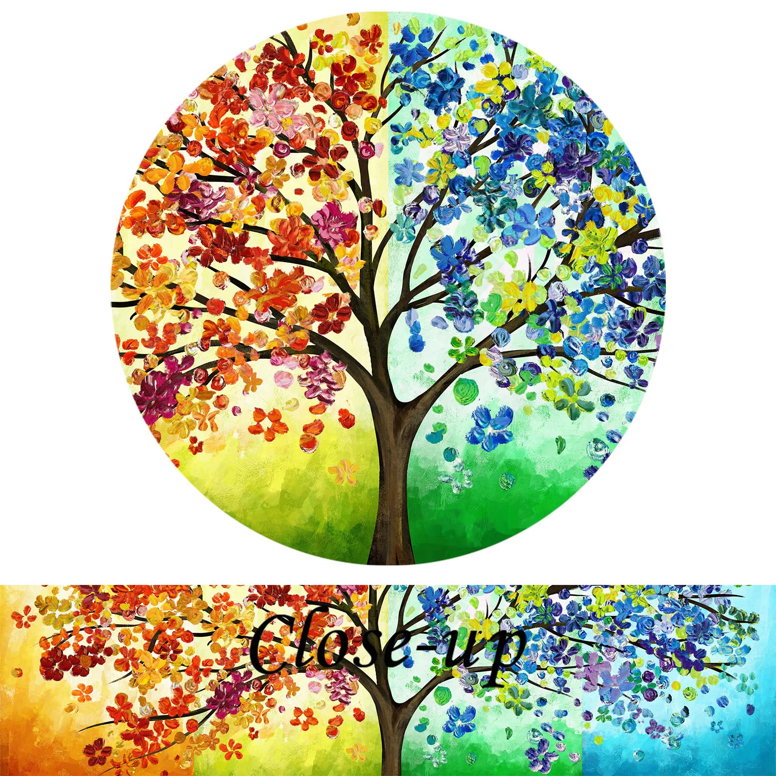 Kreative Arts 4 Seasons Colorful Lucky Tree Painting Canvas Wall Art Abstract Contemporary Oil Paintings Giclee Prints For Livin