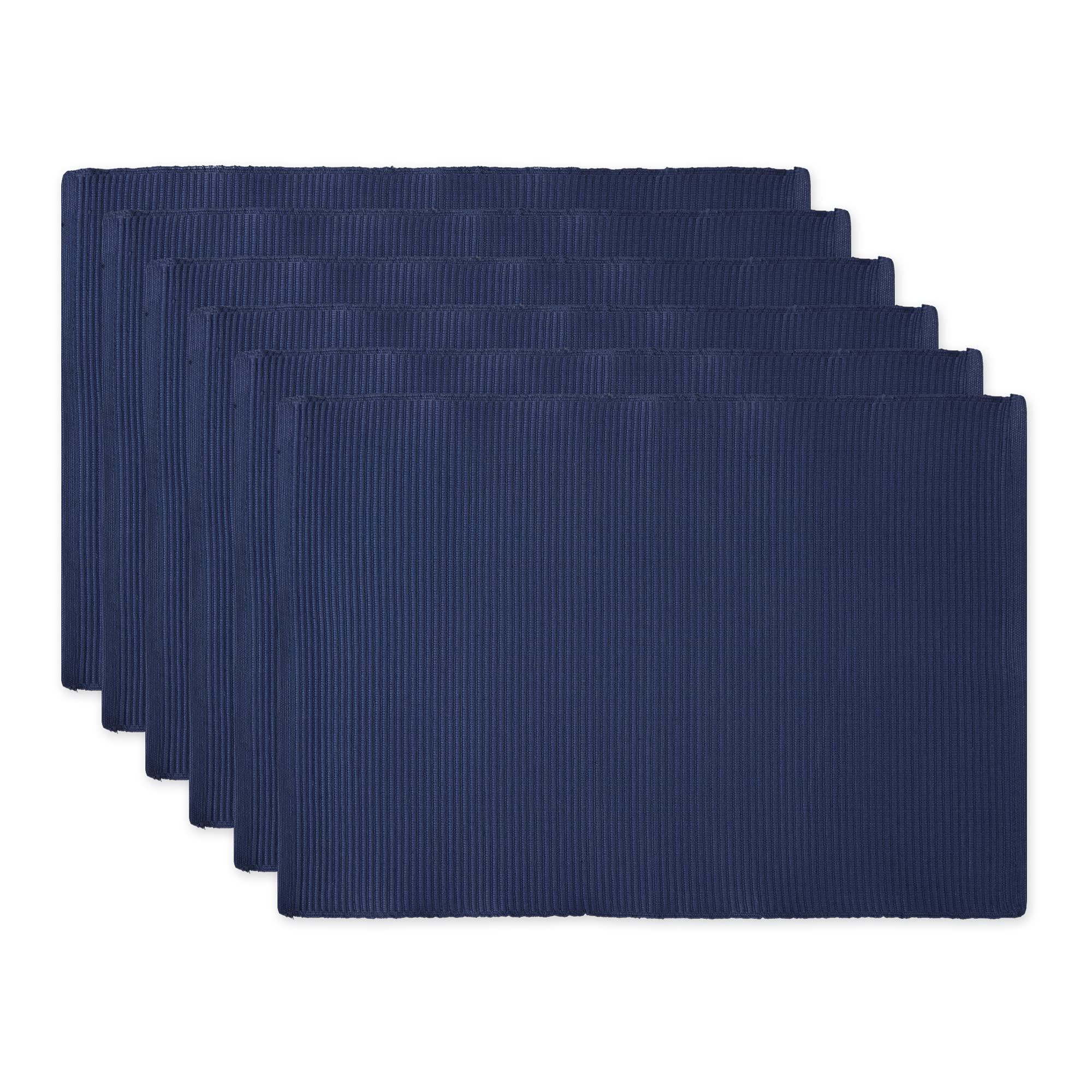 Dii Basic Everyday Ribbed Tabletop 100% Cotton, Placemat Set, 13X19, Nautical Blue, 6 Piece