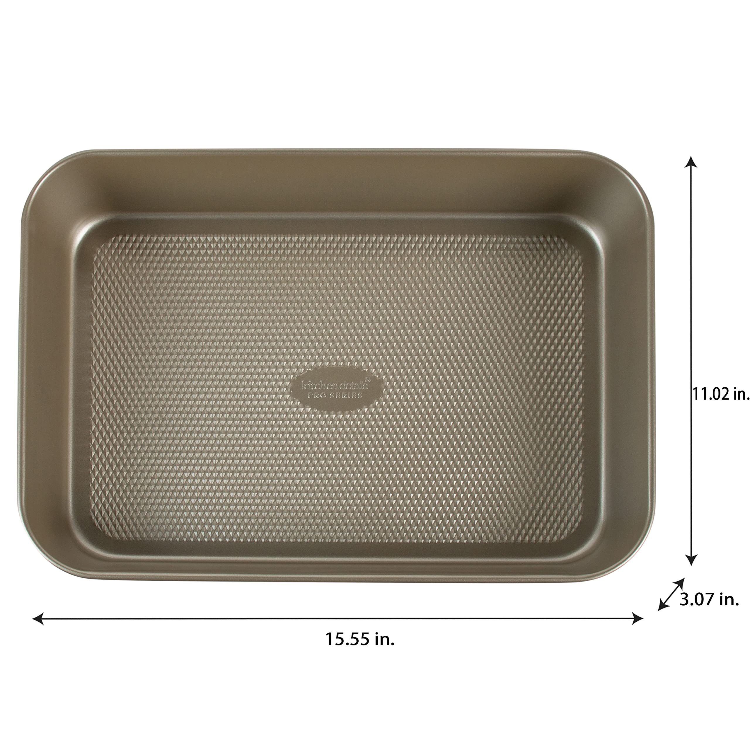 Kitchen Details Pro Series Deep Roasting Pan | Nonstick | Textured Diamond Base | Creates Even Heating | Safe Up To 500 Degrees