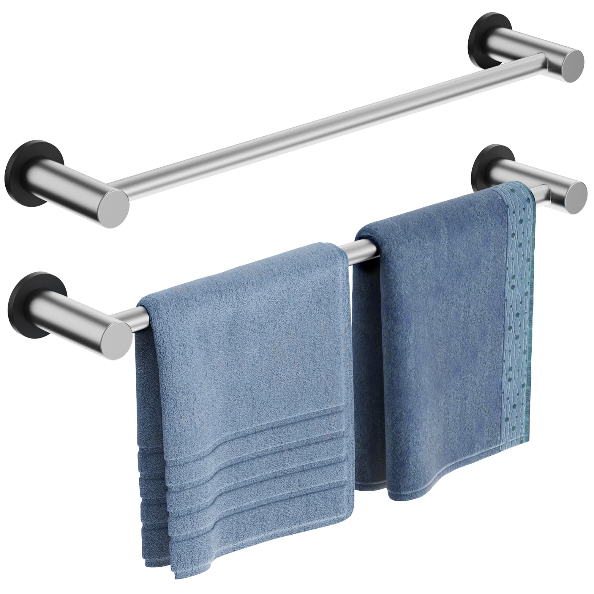 ULIBERMAGNET Magnetic Towel Holder, Magnetic Towel Rail Silver with Adjustable Length, Brushed Nickel Non-Slip Stainless Steel T