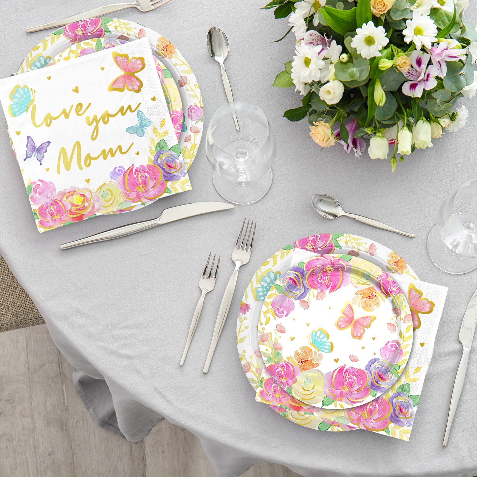 Mother'S Day Party Supplies, Serve 50, Happy Mother'S Day Pack Includes: Paper Dinner Plates, Dessert Plates, Luncheon Napkins F