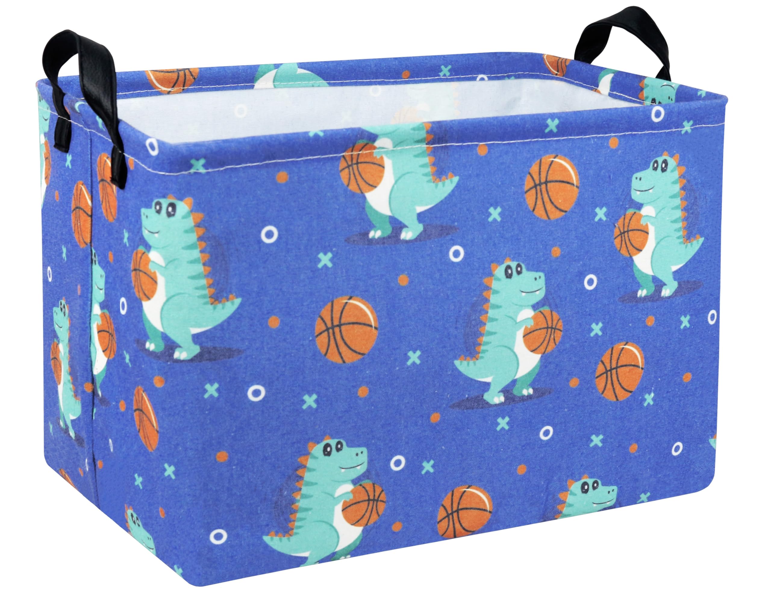 BOOHIT Large Dinosaur Easter Baskets for Kids Boys Blue Storage Bin Baby Girl Personalized Gift Organizer Decor( Dinosaur Basket