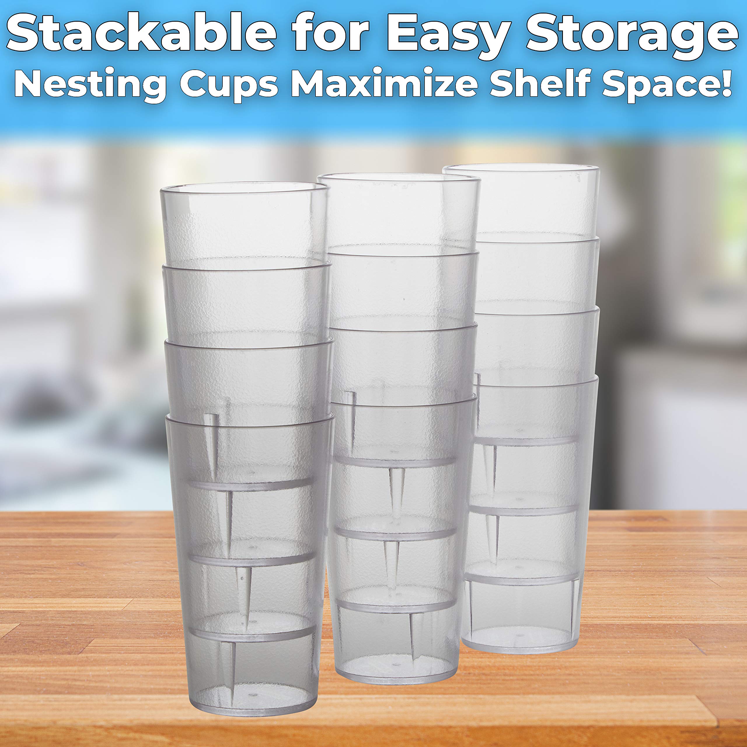 Restaurant Grade Bpa Free 12Oz Clear Plastic Cup 24Pk. Break Resistant Drinking Glasses. Reusable, Stackable & Shatterproof. Bes