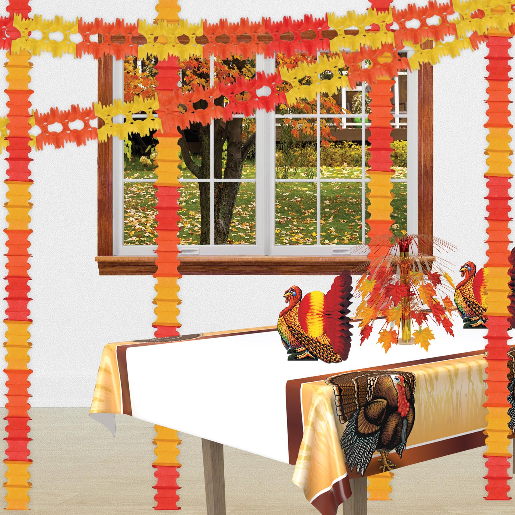 Beistle Tissue And Paper Turkey Centerpiece For Thanksgiving Decorations - Autumn Fall Harvest Home D  Cor