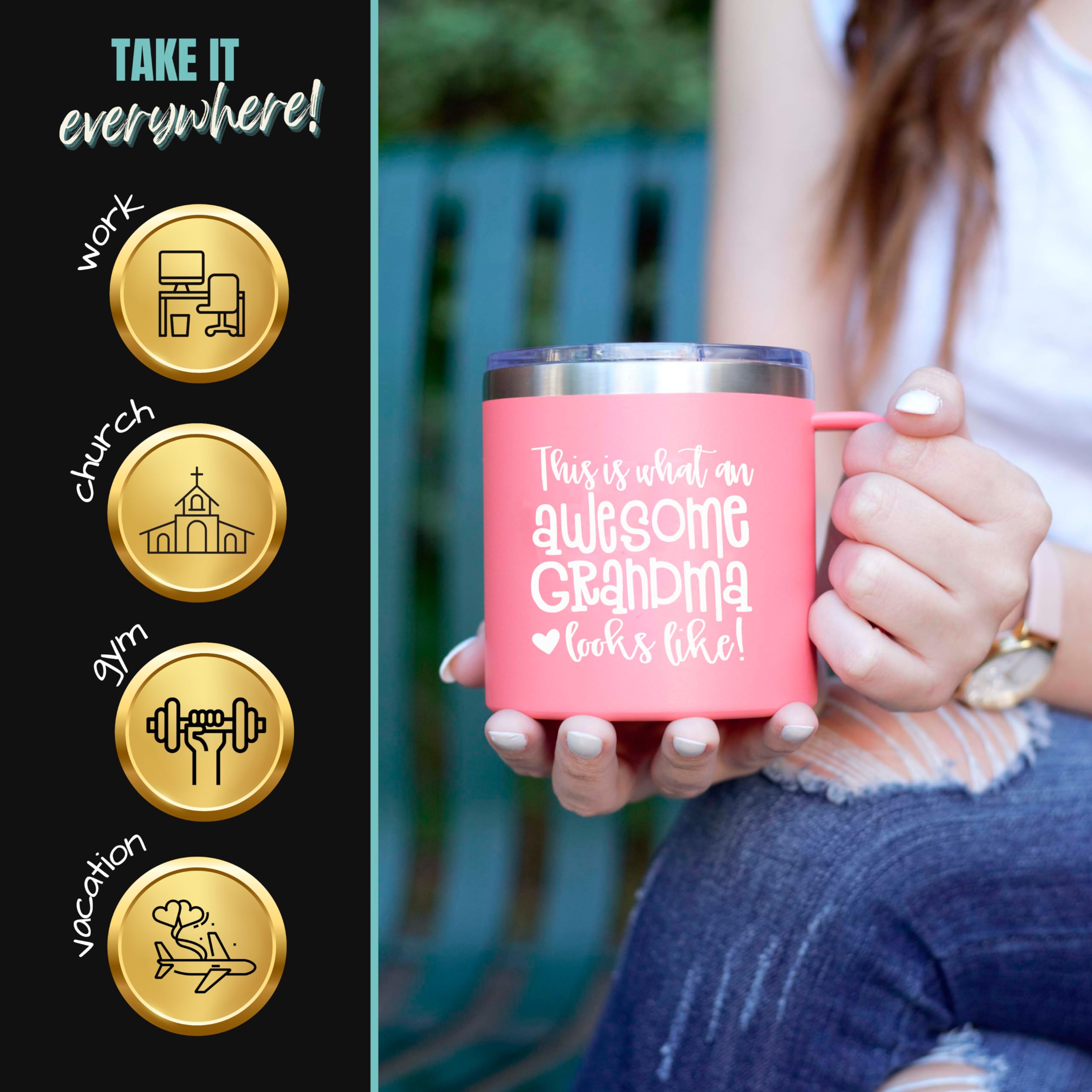 Best Grandma Gifts - Cute Grandma Coffee Mugs Tumbler Cups- Present for Gramma  Grammy  Grandmothers  Grandmom - Presents for Future New Grandma's for Christmas  Birthday  Mother's Day from Grandchild