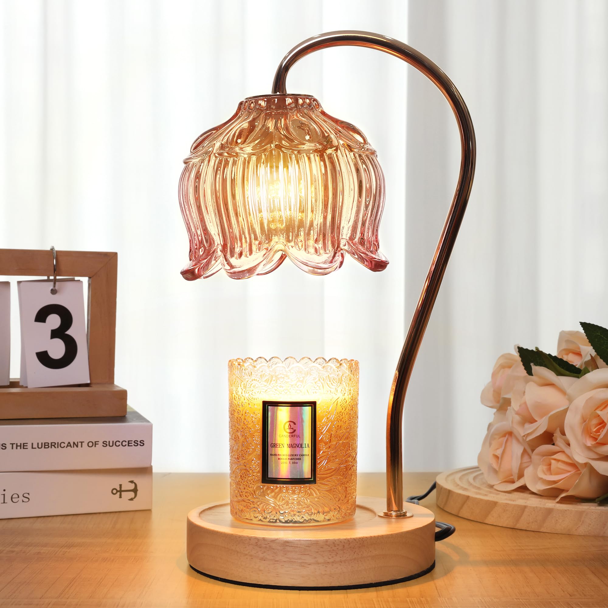 Merrtody Flower Candle Warmer Lamp with Timer - Dimmable Electric Candle Warmer for All Jar Scented Candles - Mother s Day Gift
