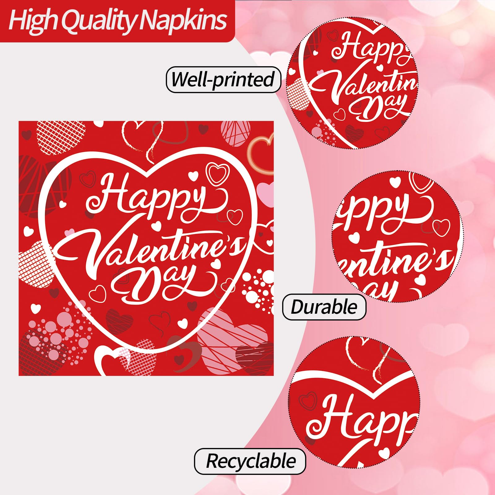 Evyienen 75 Pcs Valentine'S Day Paper Plates And Napkins Party Supplies,Red Disposable Paper Plates Napkins And Forks Party Hear