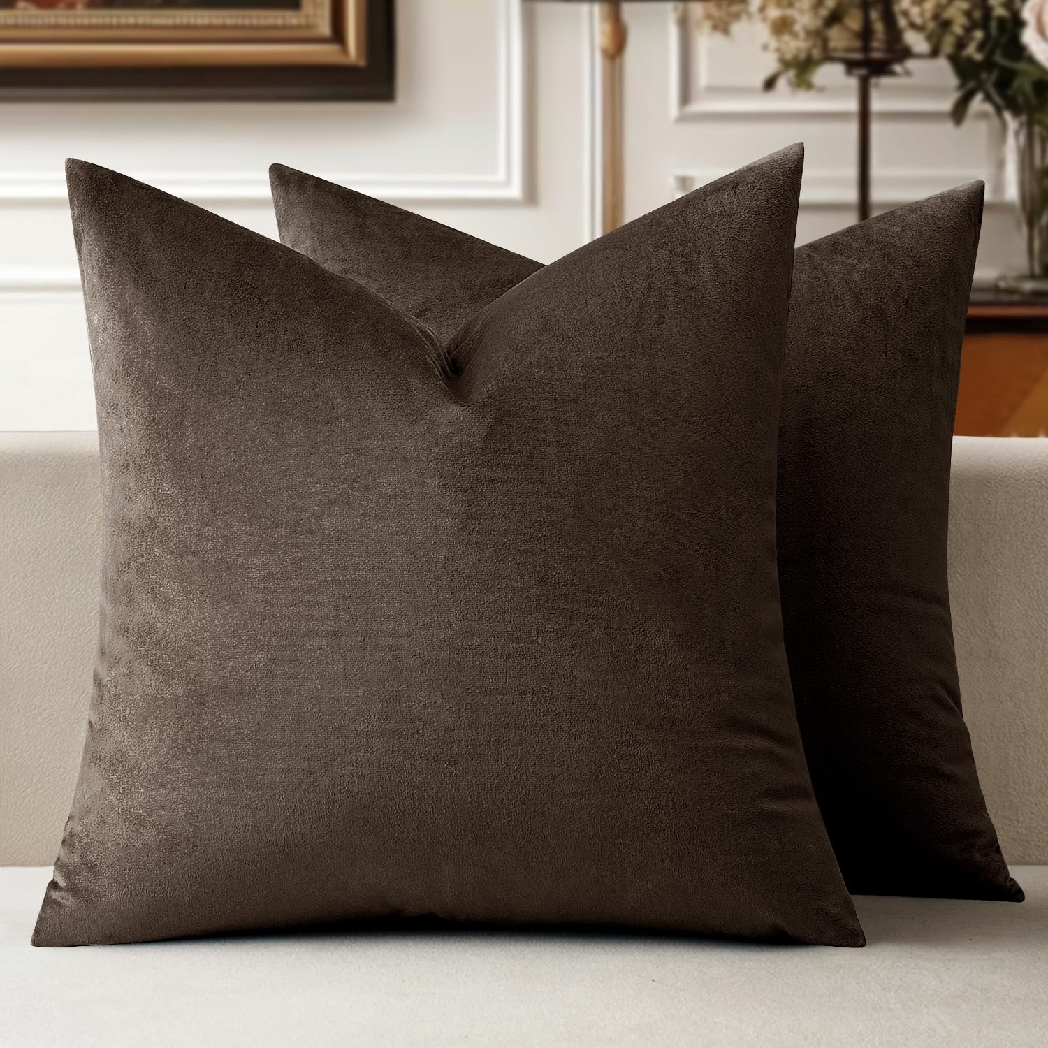 Miulee Pack Of 2 Decorative Velvet Pillow Covers Soft Square Throw Pillow Covers Soild Cushion Covers Pillow Cases For Sofa Bedr