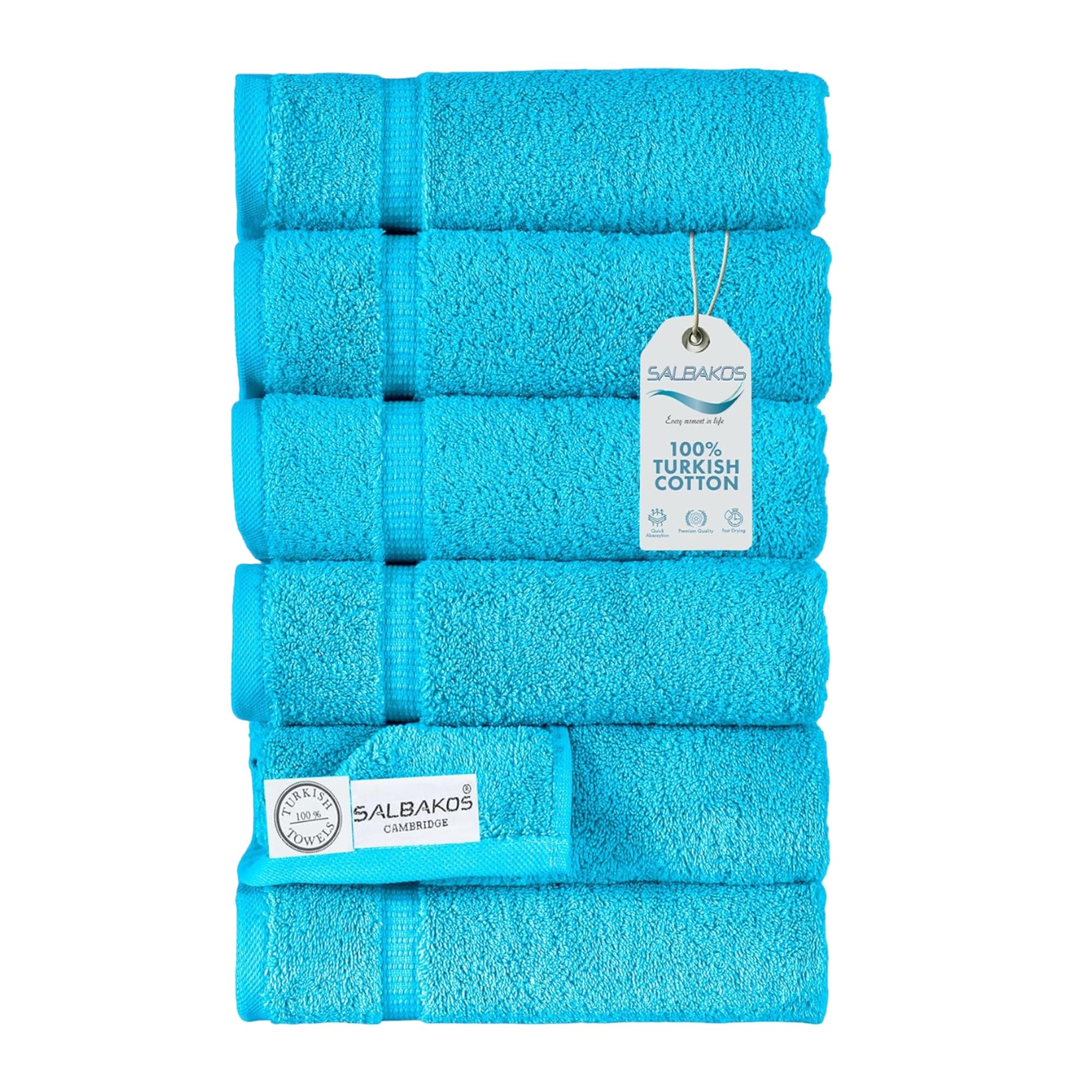 Salbakos - Premium 6 Piece Hand Towel Set, 100% Turkish Cotton, Quick Dry & Comfy Towels For Hotel & Spa, Highly Absorbent | 16