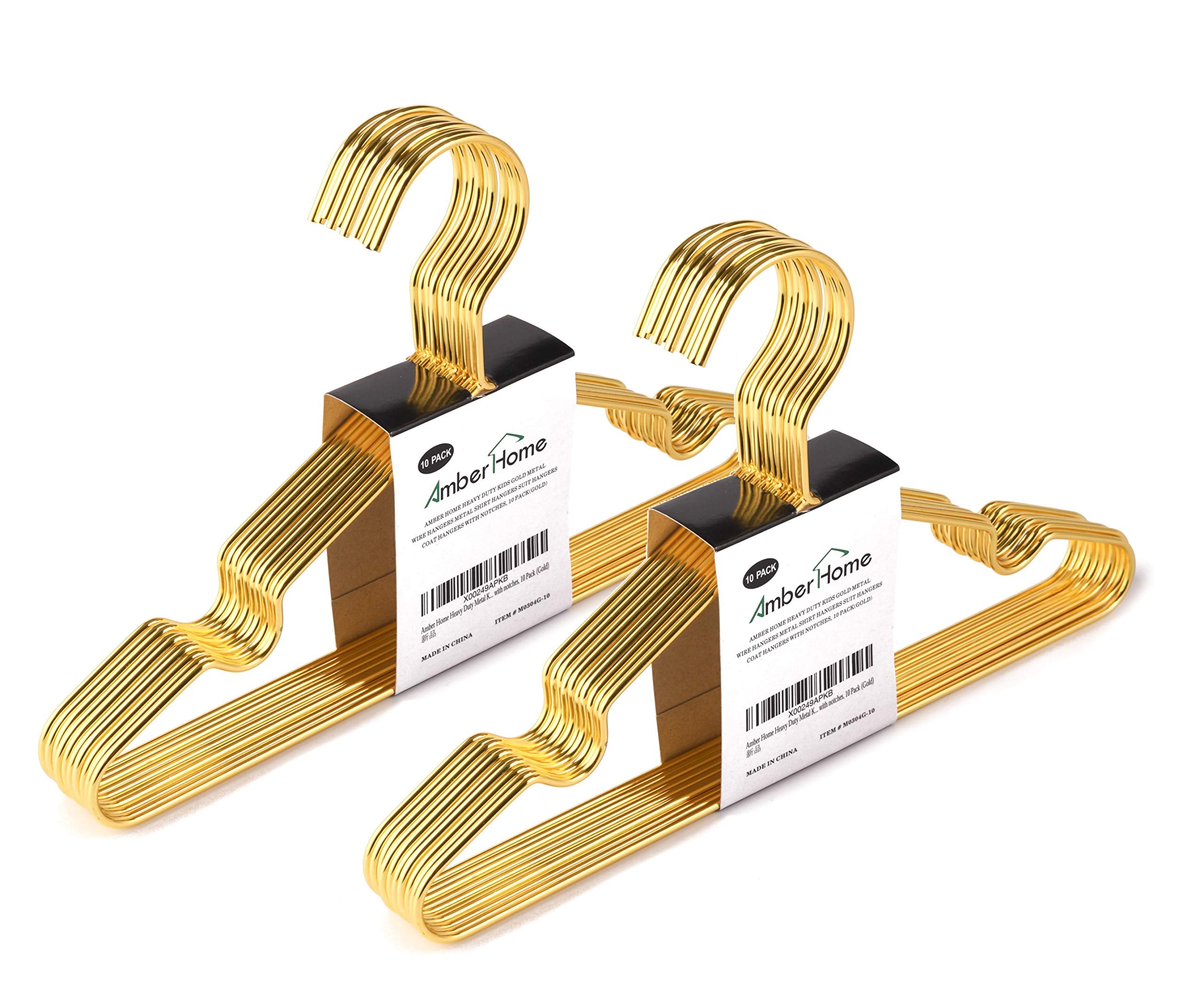 Amber Home 12Inch Gold Kids Baby Hangers 20Pack, Strong Metal Children Clothes Hangers For Closet, Space Saving Infant Hanger Fo