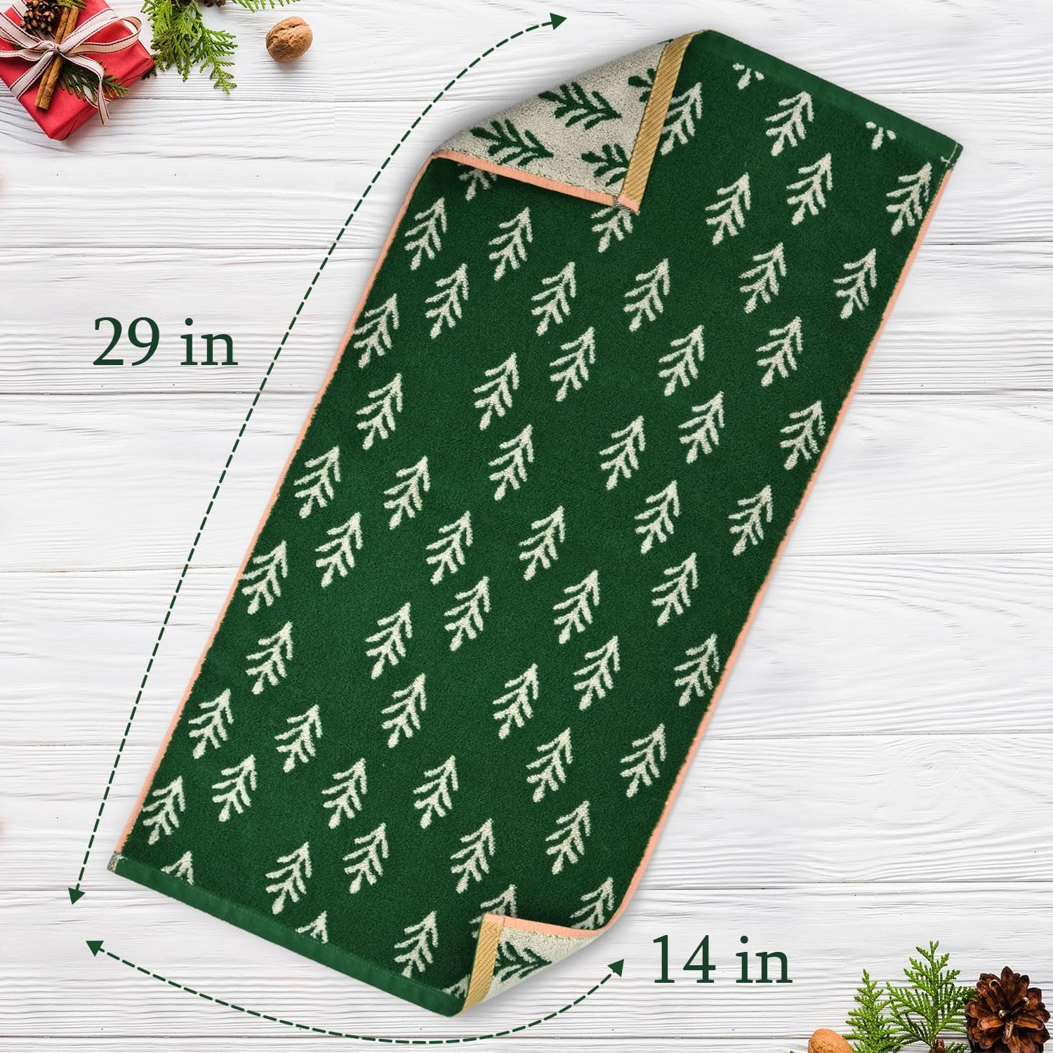 Jacquotha Green Cotton Hand Towels For Kitchen 4 Pack, Christmas Towels Bathroom Holiday Decorations Gifts With Funny Trees, Abs