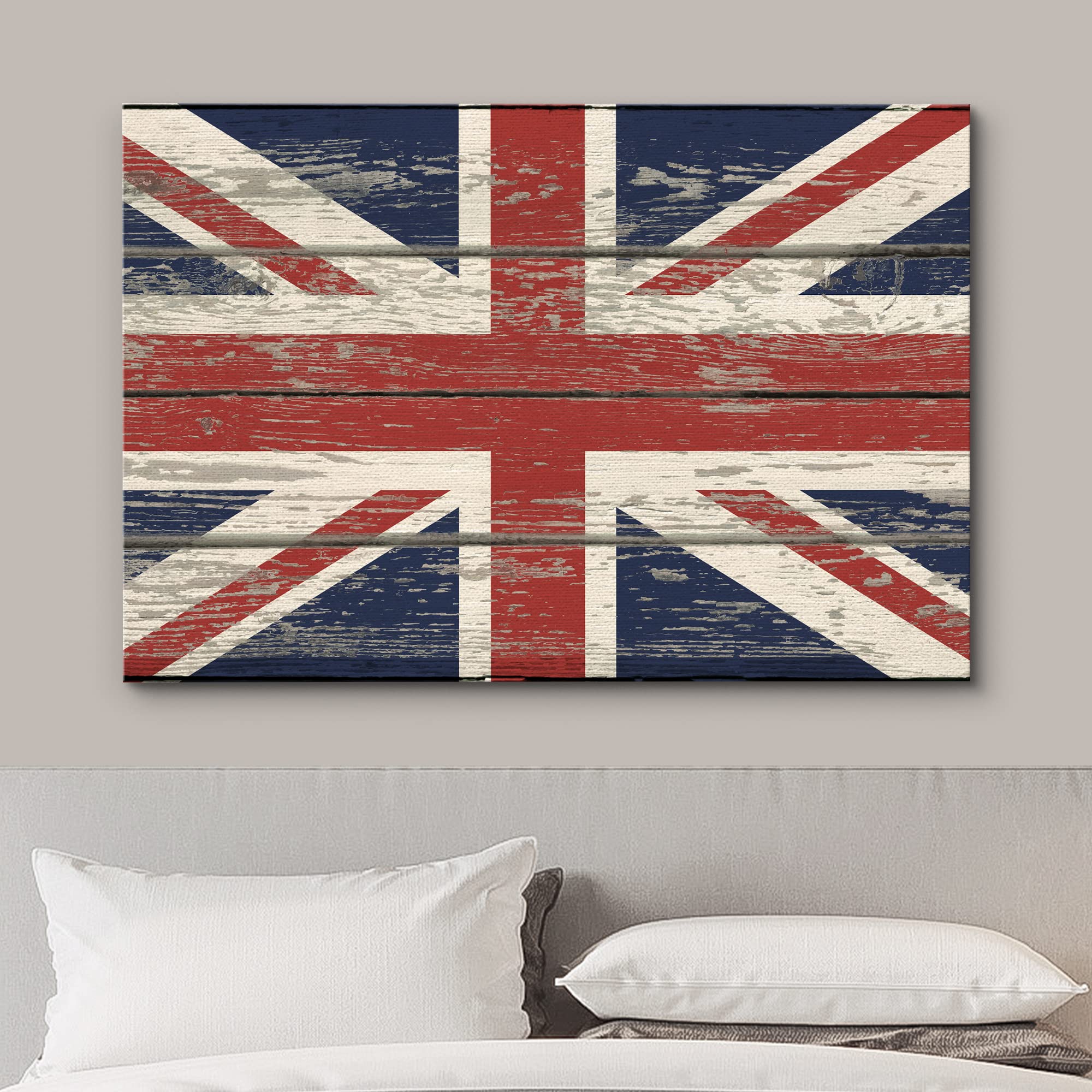 Wall26 Canvas Print Wall Art United Kingdom British Flag On Vintage Retro Wood Panels Pop Culture Cultural Digital Art Modern Ar