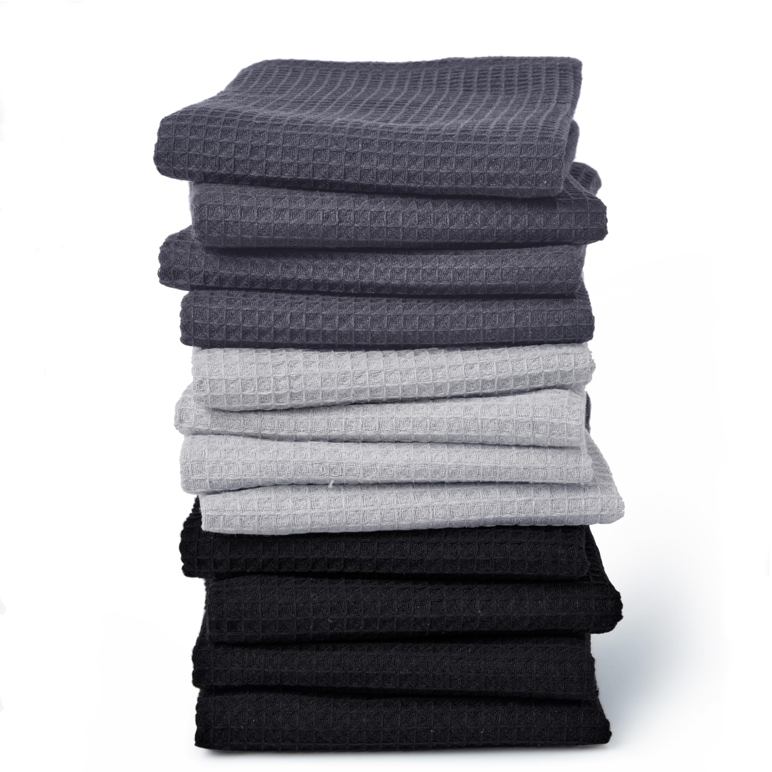 Encasa Homes Anti-Odour Waffle Kitchen Dish Towels, 28''X18'' (12 Pc Set) Highly Absorbent, Tea Towels For Cleaning & Quick Dryi