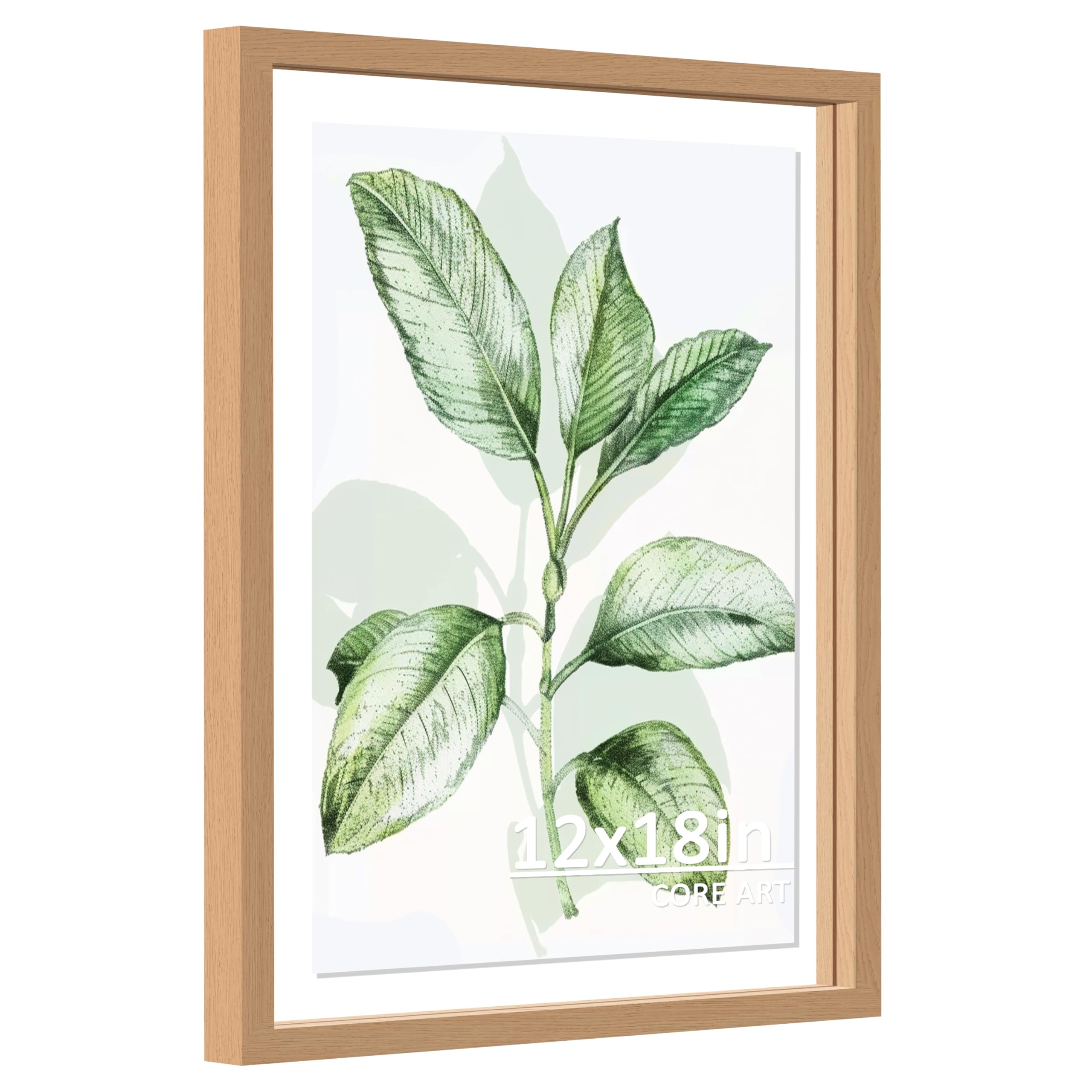 CORE ART 12x18 Floating Picture Frame,Double Plexglass Floating Frame for 11x17,9x15,8x10 Pictures,Wall or Tabletop Display,Natu