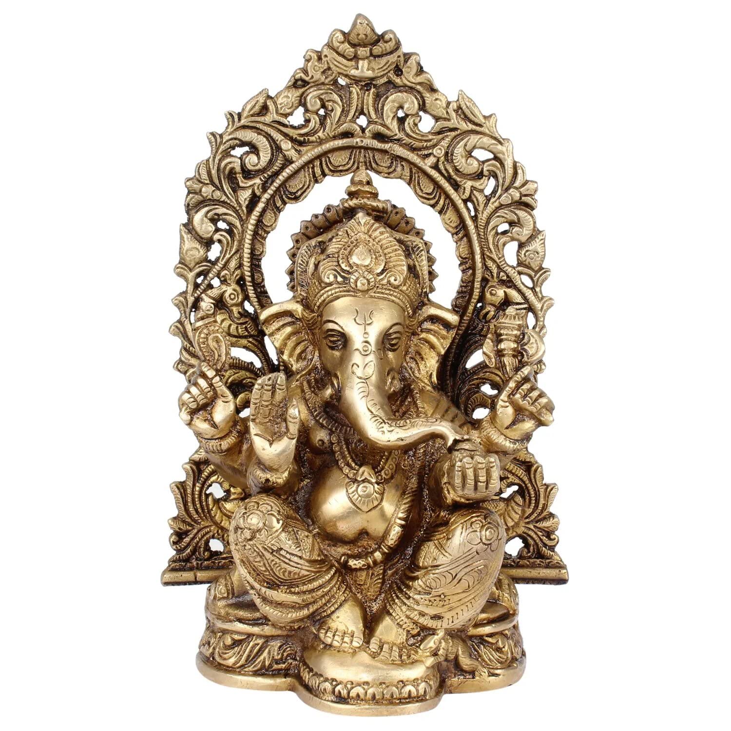 Artvarko Brass Ganesh Idol Statue Elephant Murti God Ganesha Vinayak Ganpati Sitting Sculpture Bhagwan Entrance Home Dcor Height