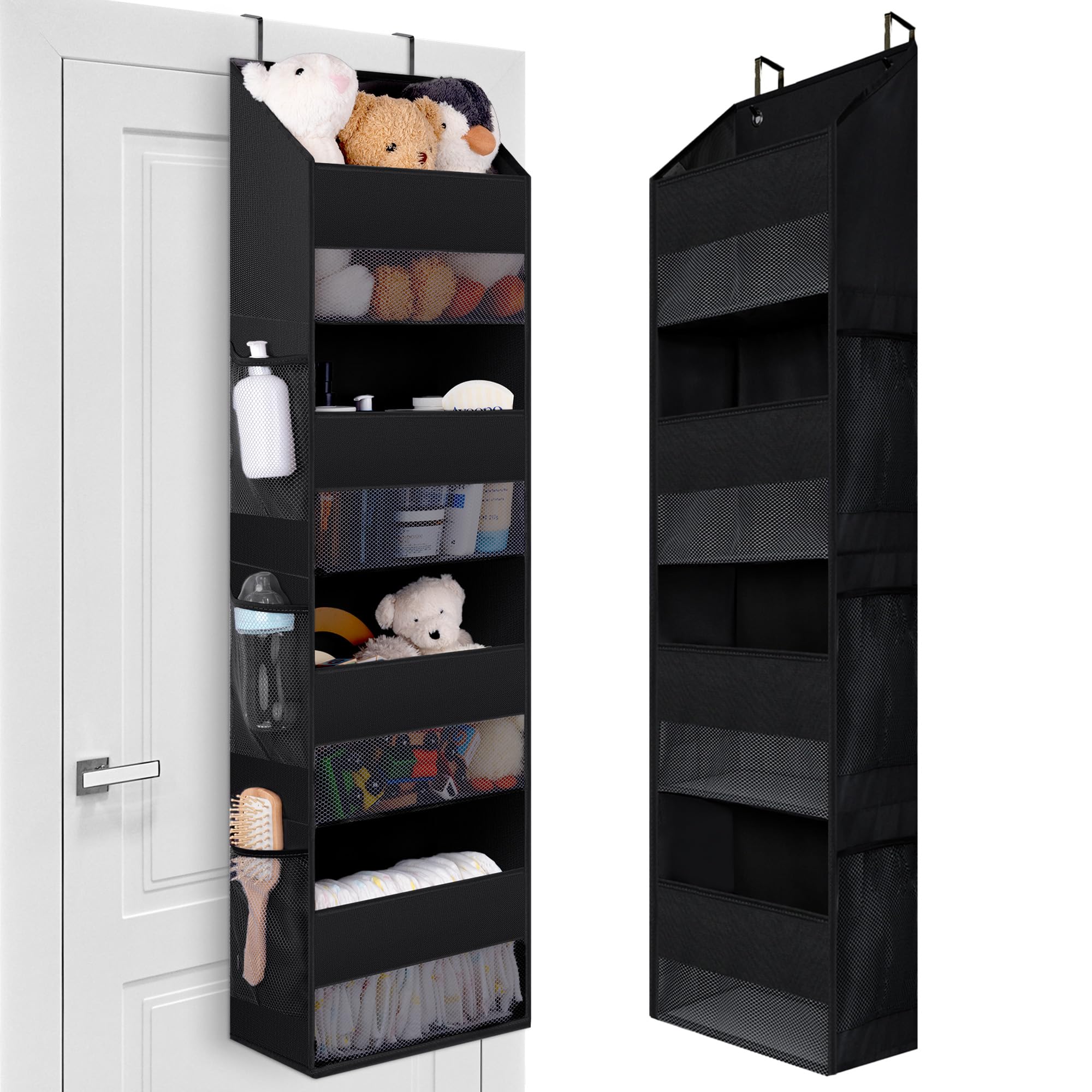 GRANNY SAYS Over The Door Organizer, 4-Shelf Behind Door Storage with 6 Pockets and Clear Window, Anti Tilt Large Capacity Hangi