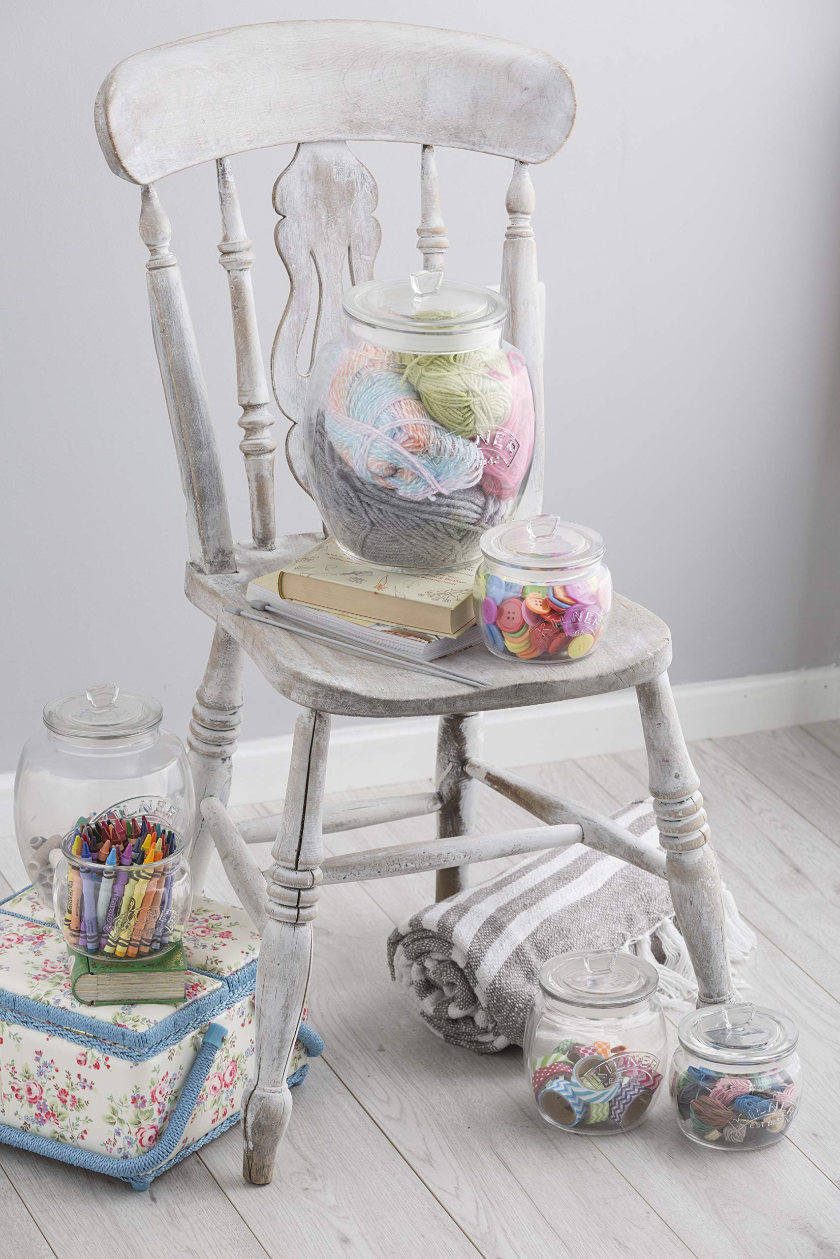 Kilner Glassware Universal Storage Jar Durable Multi-Purpose Glass Container With Airtight Push-Top Lid, 28-3/4-Fluid Ounces, 1