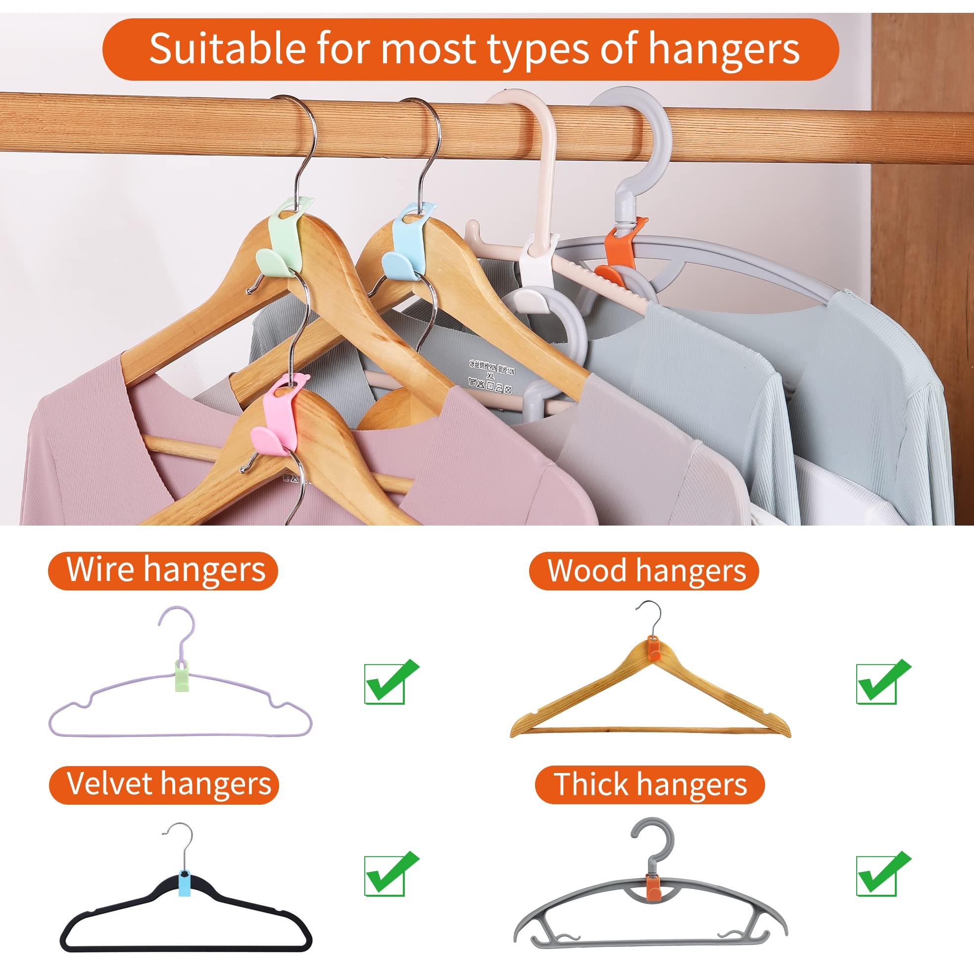 SLMT Clothes Hanger Connector Hooks 200PCS Space Saving Hanger Extender Hooks Closet Organizer for Plastic Hangers Velvet Hangers Wooden Hangers Wire Hangers Heavy Duty Hangers
