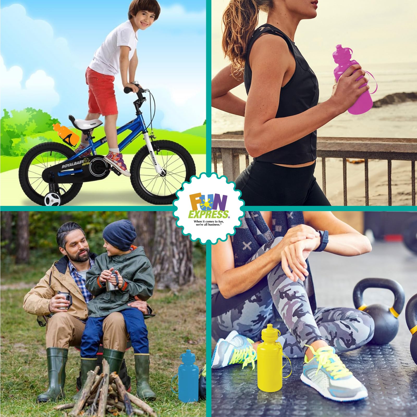 Fun Express Bulk Water Bottles  Neon Assorted Colors  12 Bottles  BPA Free Plastic  Lightweight  18 Oz  Leak Proof Design