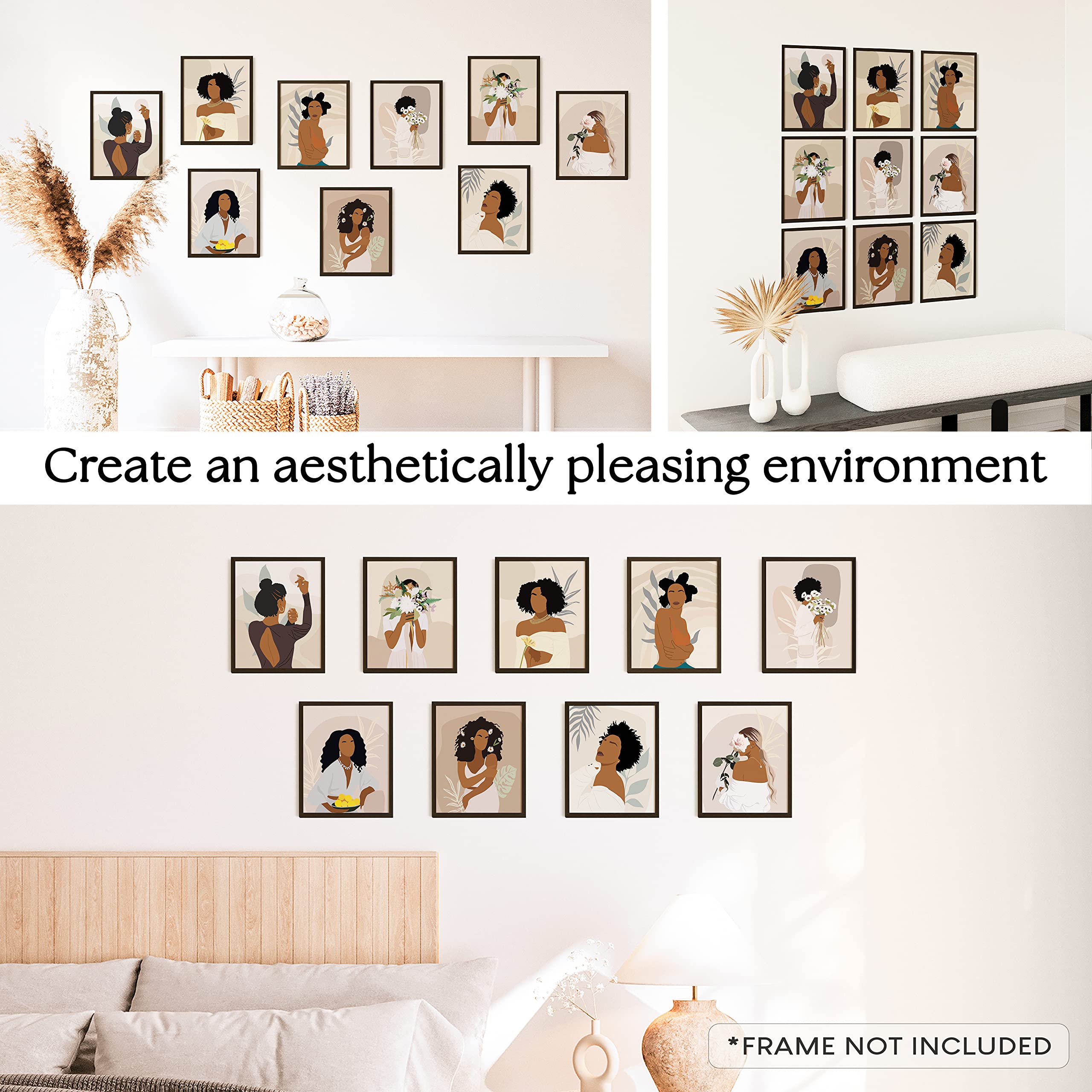 97 Decor Black Woman Wall Art - Black Girl Wall Decor  Black Women Posters  African American Art Paintings  Abstract African Pictures Black Girls Prints for Home Bedroom Decorations (8x10 UNFRAMED)