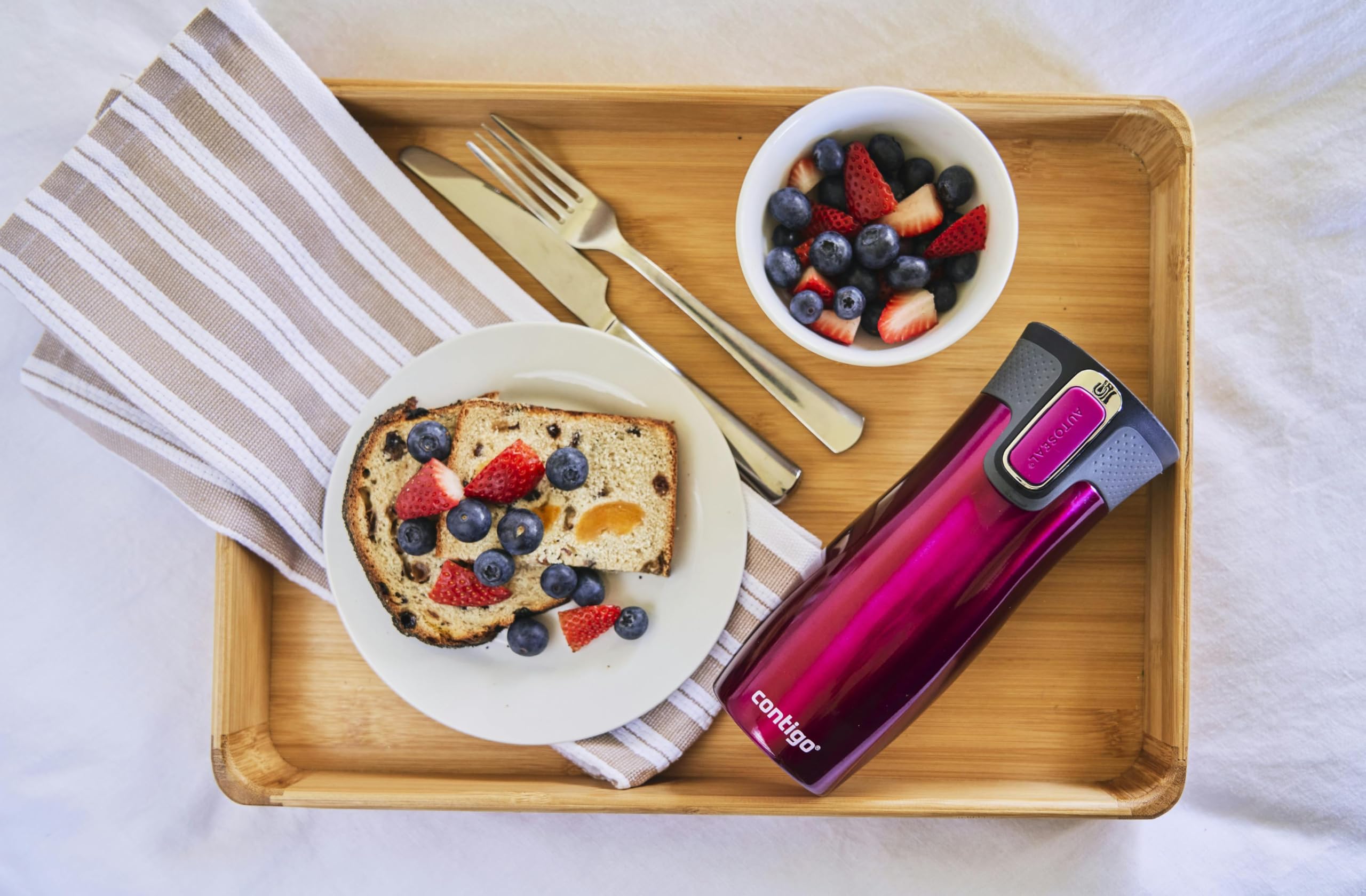 contigo West Loop Autoseal Travel Mug  Stainless Steel Thermal Mug  Vacuum Flask  Leakproof Tumbler  coffee Mug with BPA Free Easy-clean Lid  470 ml  Raspberry