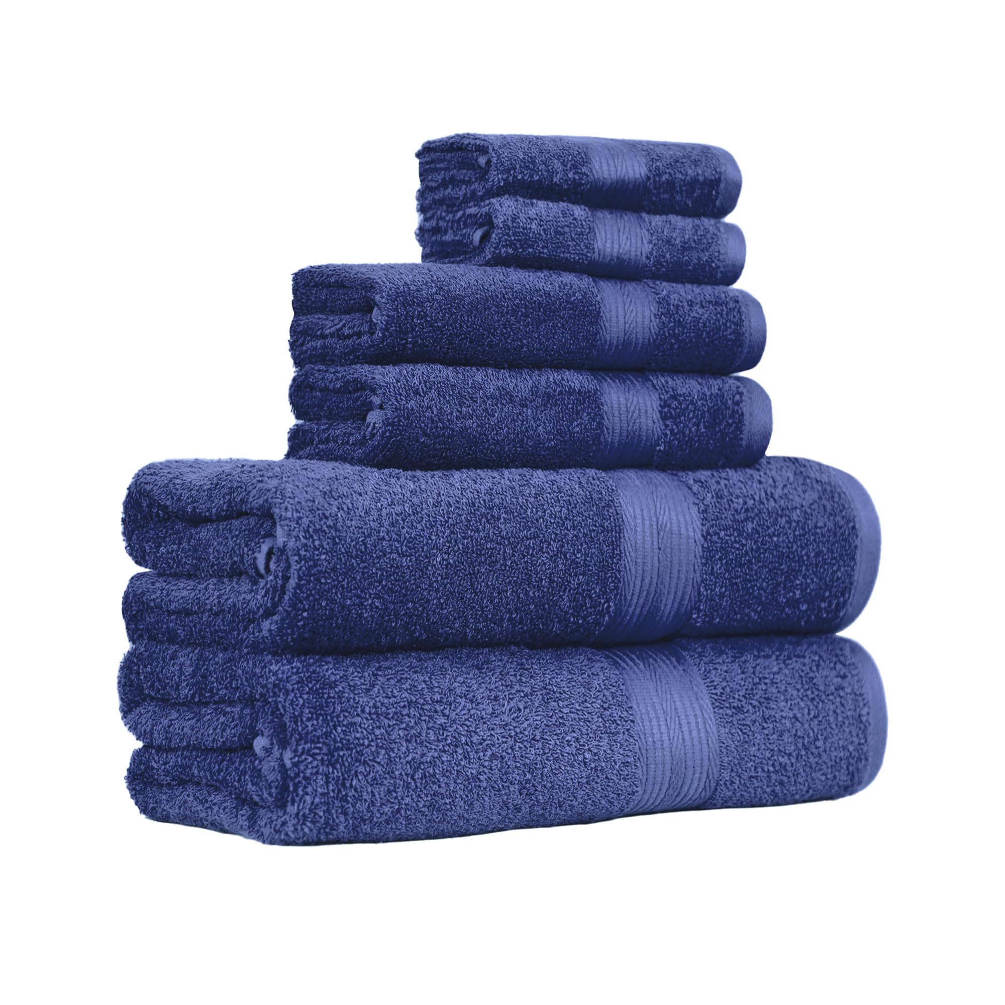 Amazon Basics 6 Piece Oversized Fade resistant Towel set, 100% Cotton towels for bathroom, soft and absorbent, 2 Bath Towels, 2 