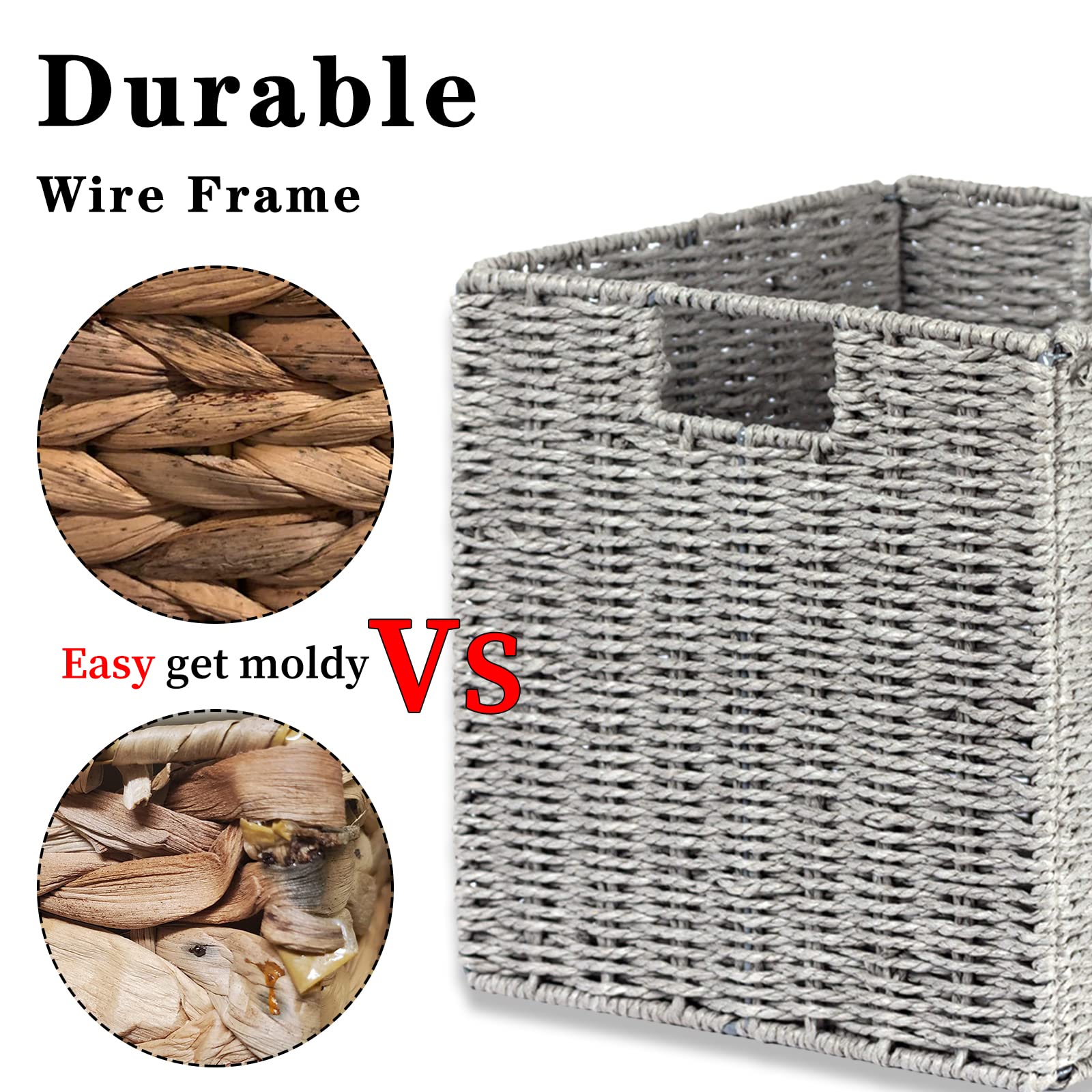 Vagusicc Wicker Baskets, Set Of 2 Hand-Woven Paper Rope Storage Bins, Foldable Storage Cubes, Large Storage Baskets For Gifts Em