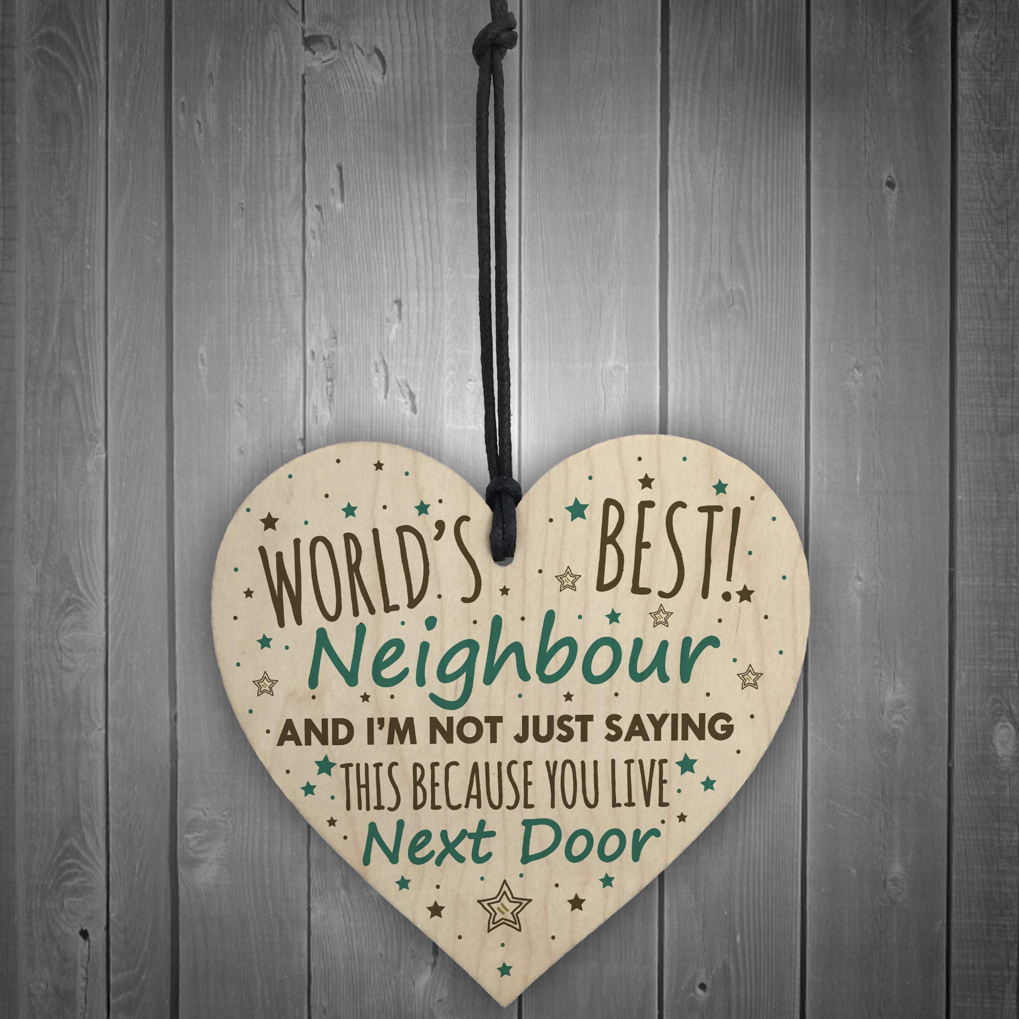RED OCEAN Christmas Best Neighbour Gifts Wooden Heart Keepsake Friendship Thank You Plaque