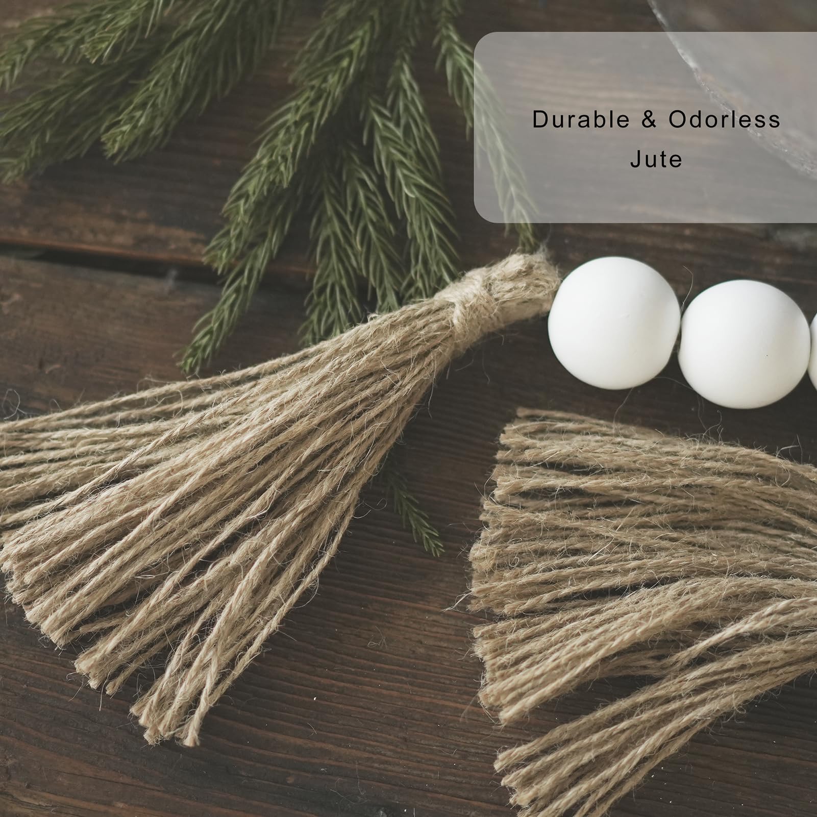 RUIRUICO Extra Large Wood Bead Garland with 1.6 Diameter Wood Beads, Wooden Beads Garland with Tassels, Decorative Beads Home De