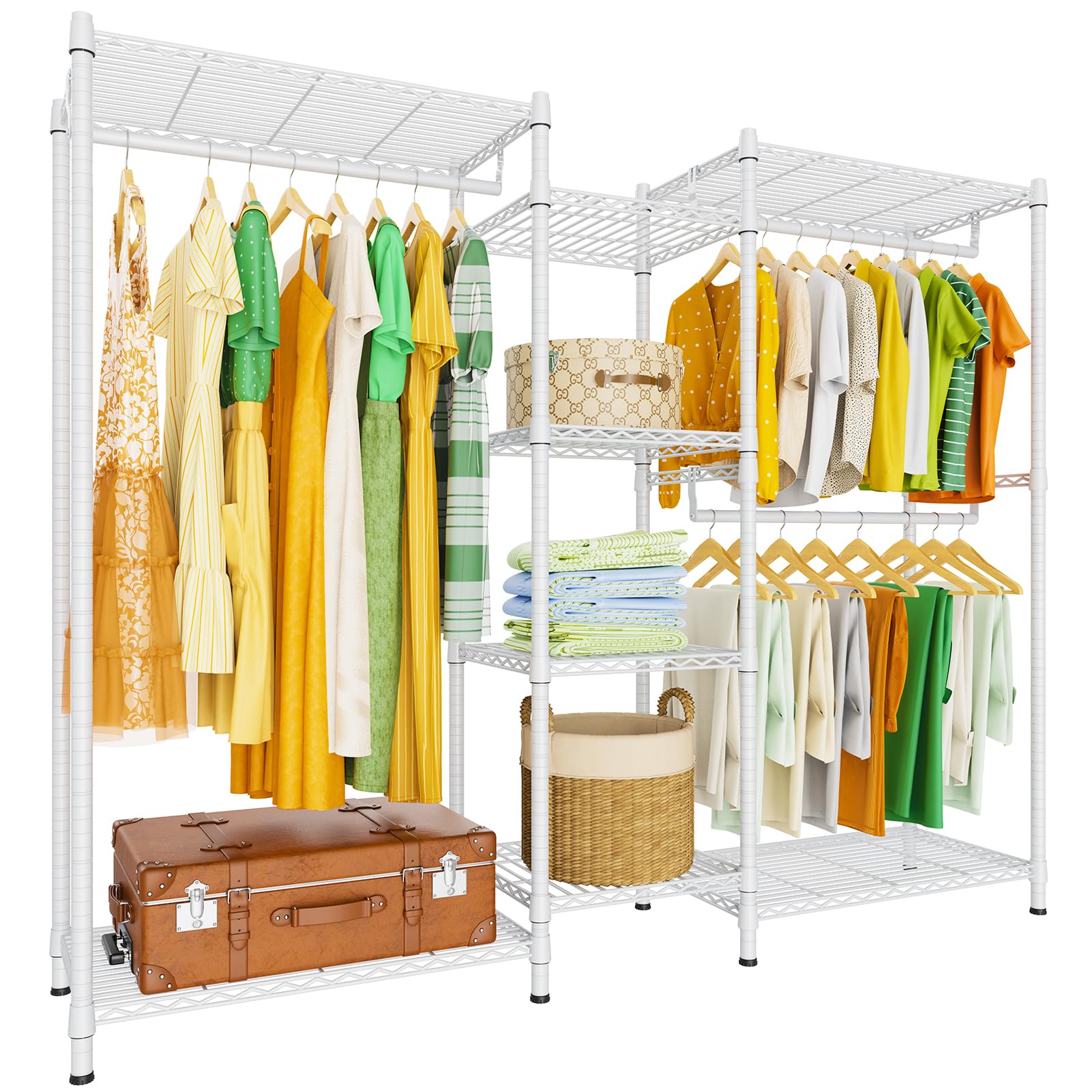 Lehom G6M Heavy Duty Clothes Rack For Hanging Clothes, Portable Garment Rack Compact Size Closet Organizer, Freestanding Metal C