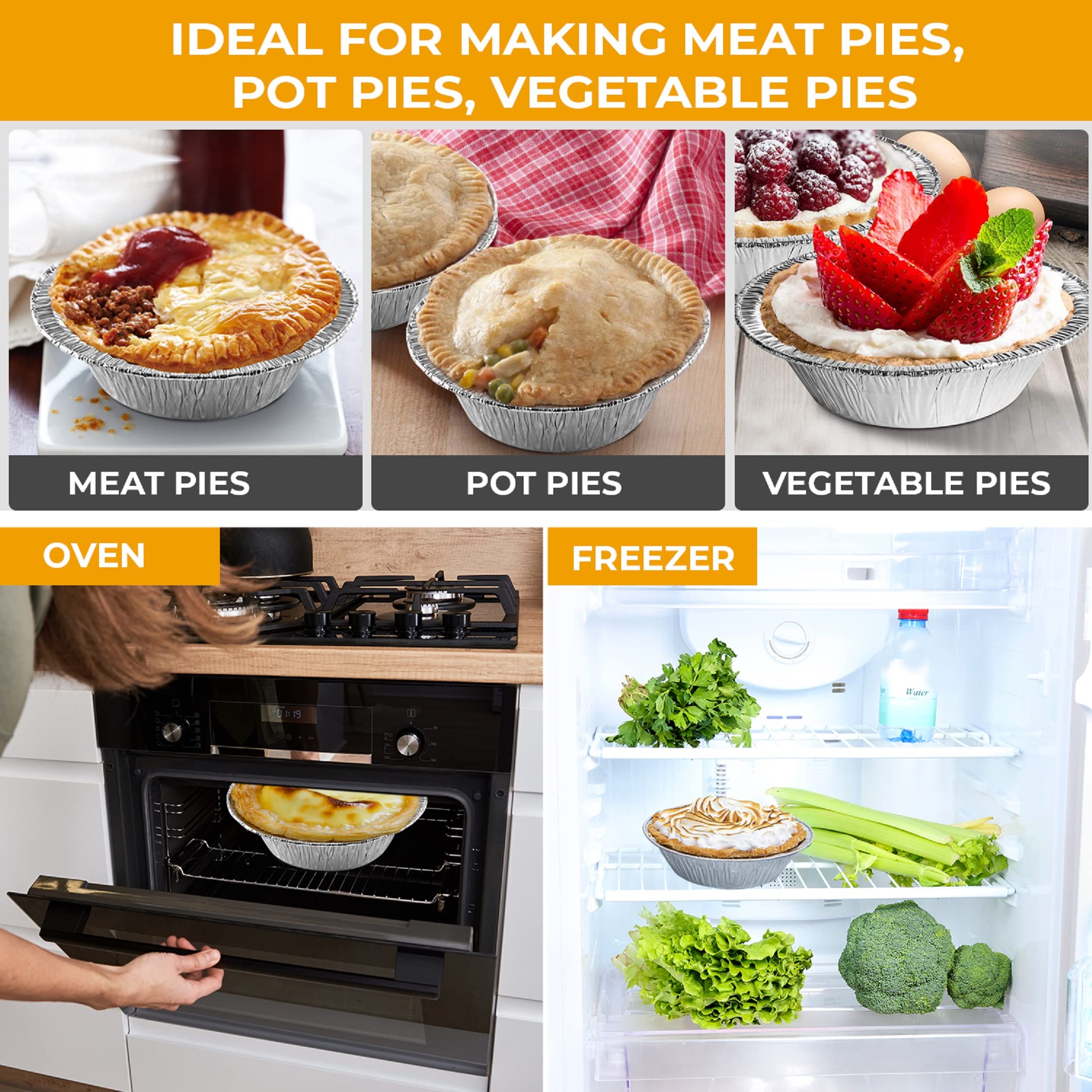 The Baker Celebrations [100 Pack 5-Inch Aluminum Foil Pot Pie Pans, 7 Oz Disposable Baking Pan Made In Usa, Individual Pie Pans