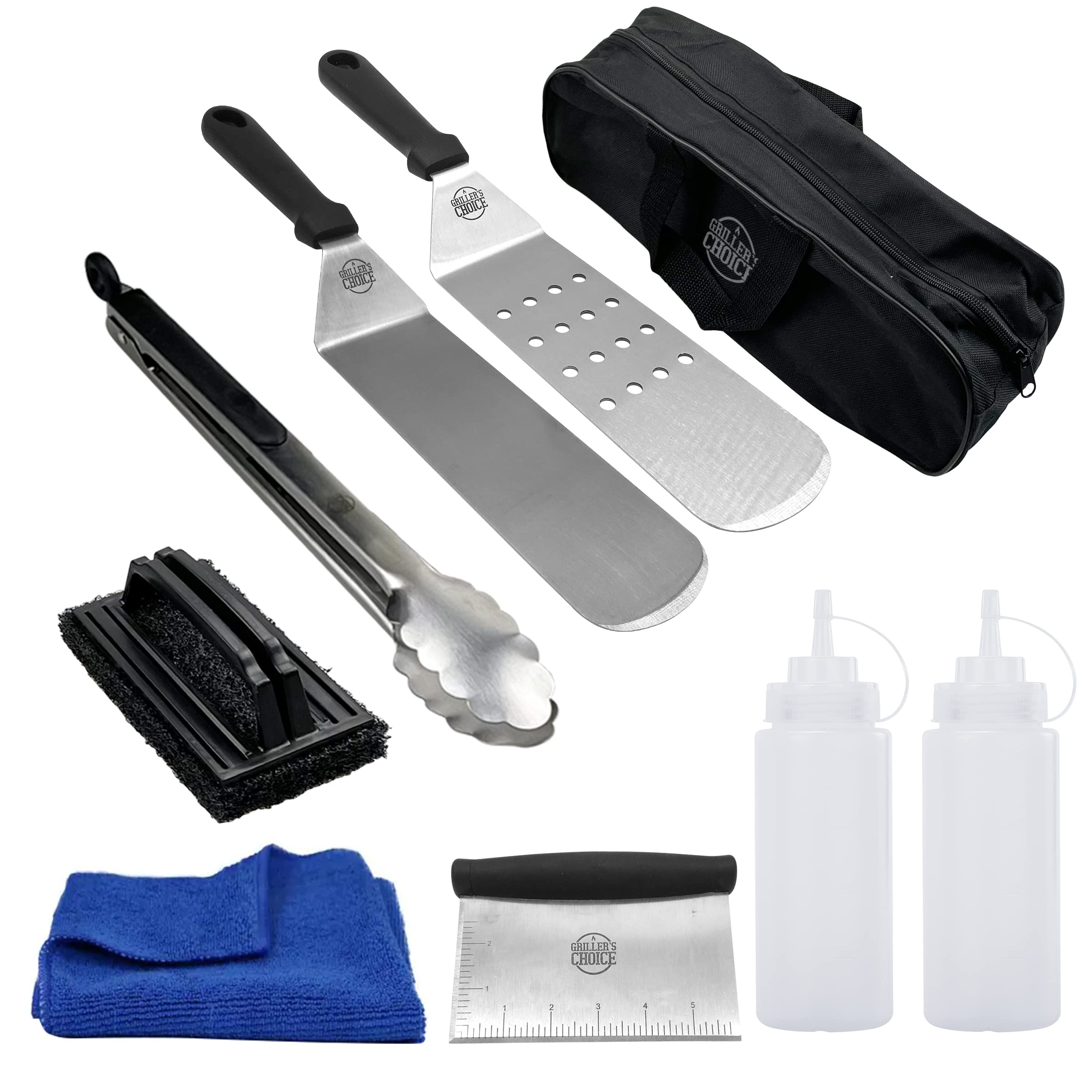 Grillers ChoiceGriddle Accessories Set 9 pcMetal Spatula Set, Commercial Heavy Duty Stainless Steel,Flat Top,Grill,IndoorOut