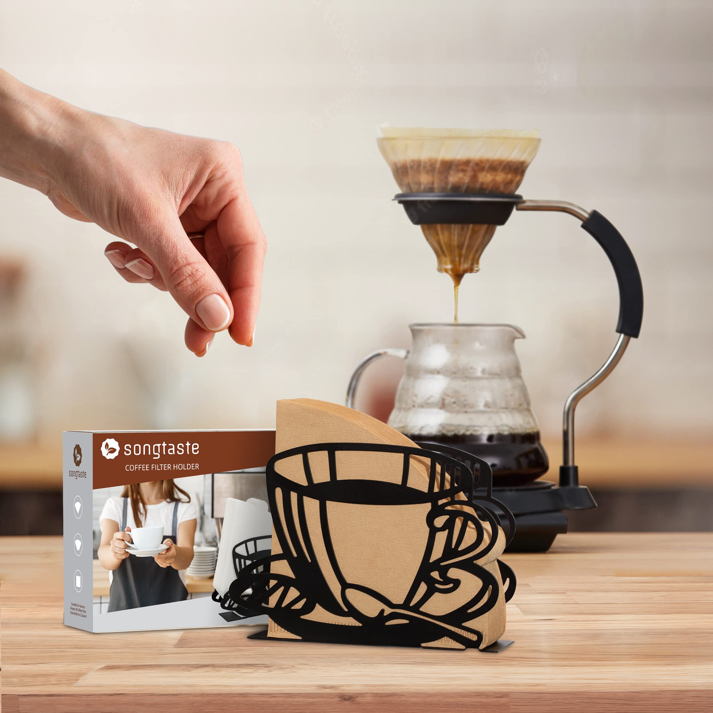 2 Pcs Coffee Filter Holder,Coffee Paper Storage Coffee Filter Paper Container Stand For Fan-Shaped,T- Shaped,Square-Shaped Over