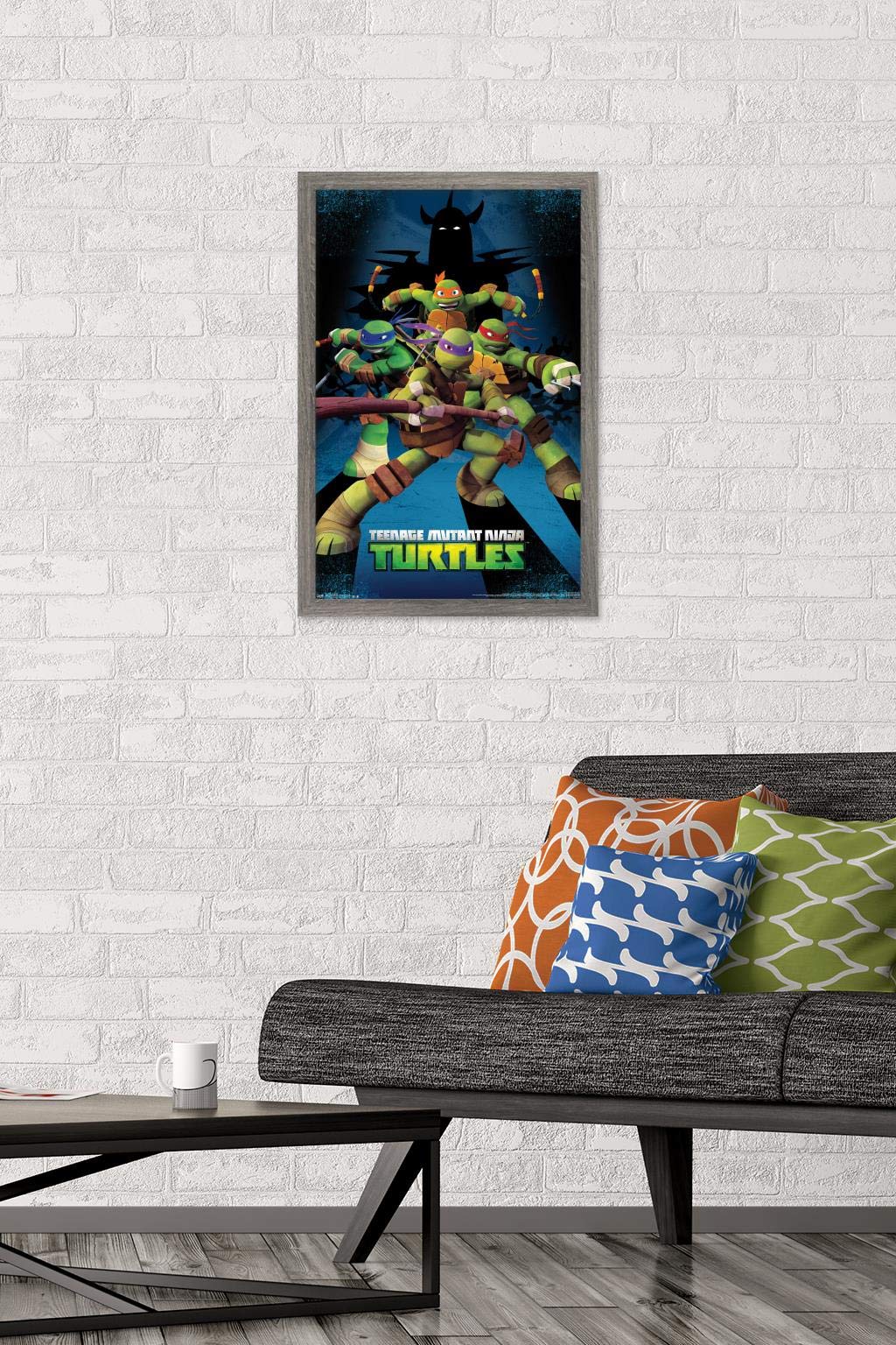 Trends International Nickelodeon Teenage Mutant Ninja Turtles - Assemble Wall Poster, 14.725'' X 22.375'', Barnwood Framed Versi