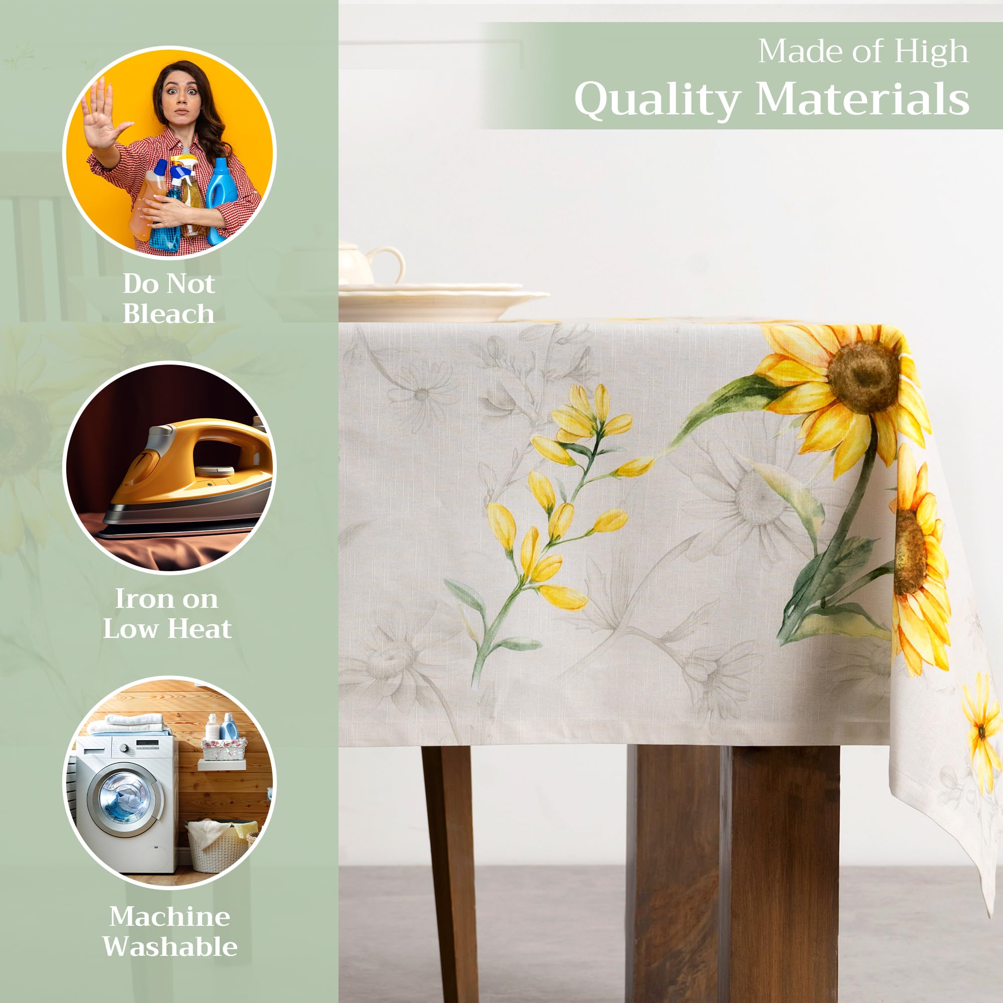Maison d Hermine Table Cloth Rectangle Table 100% Cotton 70 x 108 Inches Tablecloth Reusable Decorative Everyday Use for Dining