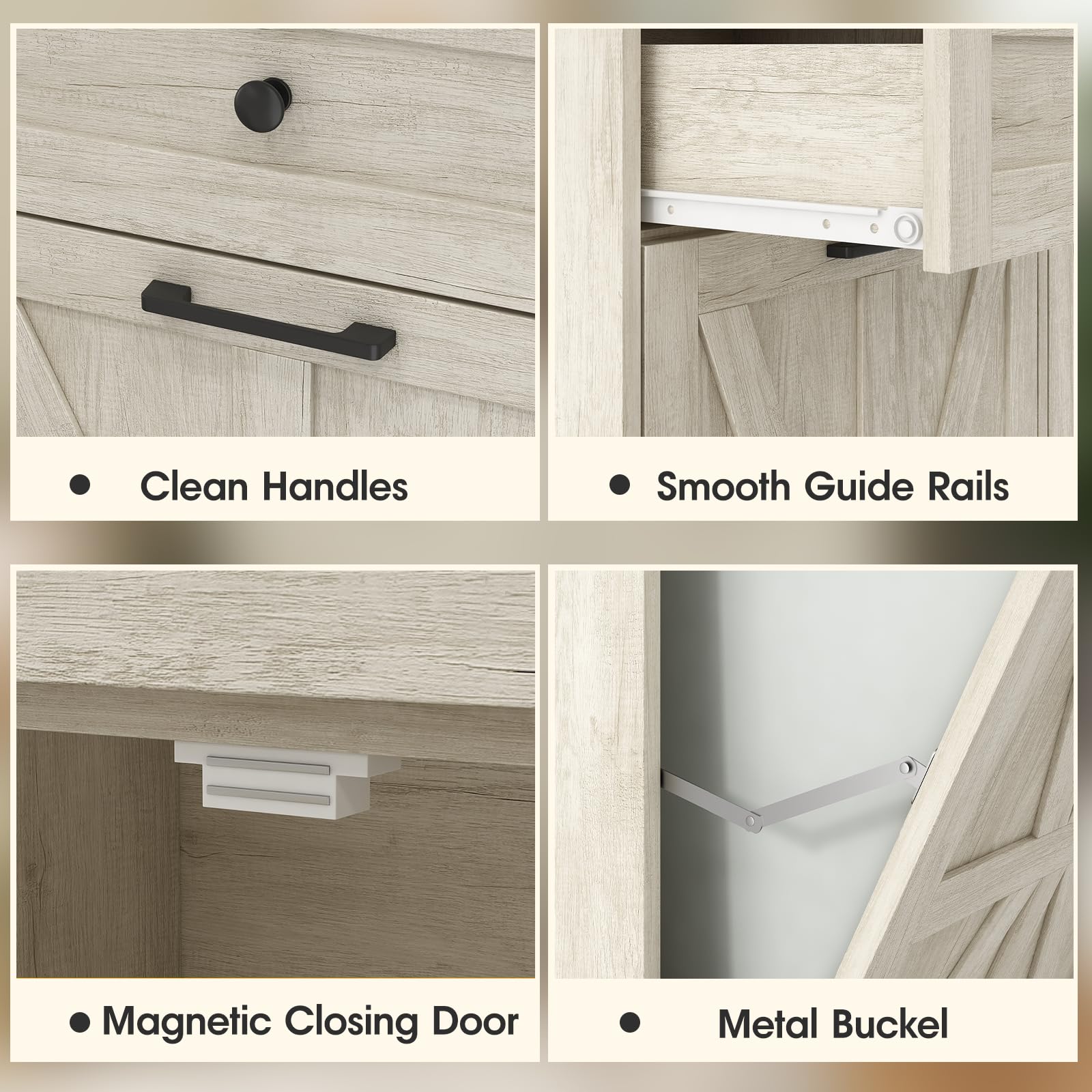 Halitaa Trash Can Cabinet, Double Tilt Out Trash Cabinet With 2 Drawers, Hidden Kitchen Trash Bin Cabinet For 10 Gallon Garbage